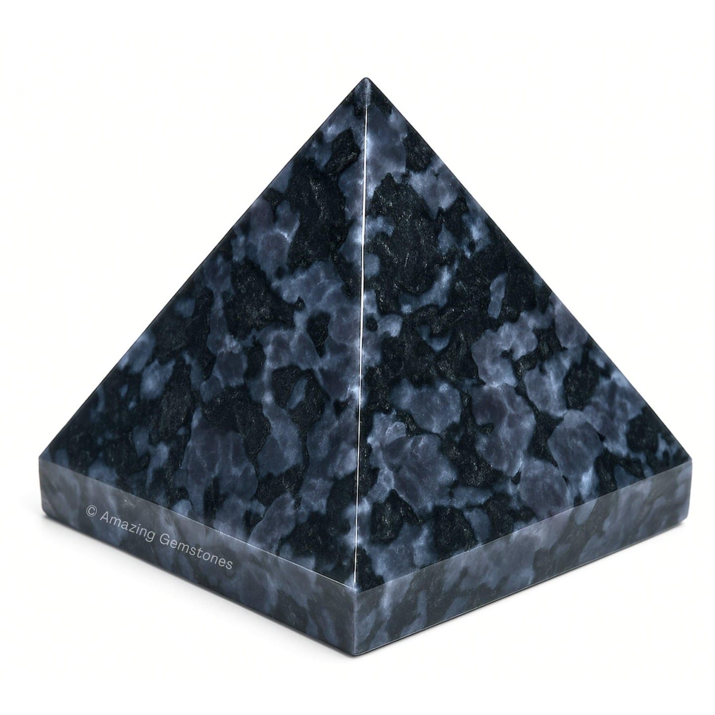 Amazing Gemstone Indigo Gabbro Pyramid Crystal Healing Stones - 1.5" Great Pyramid Figurine of Natural Stone Pyramid for Meditation, Reiki, Chakra Balancing and Crystal Pyramids Grid