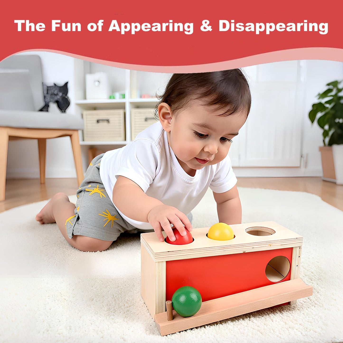Smartwo Montessori Toys Object Permanence Box, Ball Tracker Drop Push Toy for Baby Toddler Kid Preschooler 1-3,Early Learning Activity, Educational Cause and Effect Game,Gift for Boys Girls