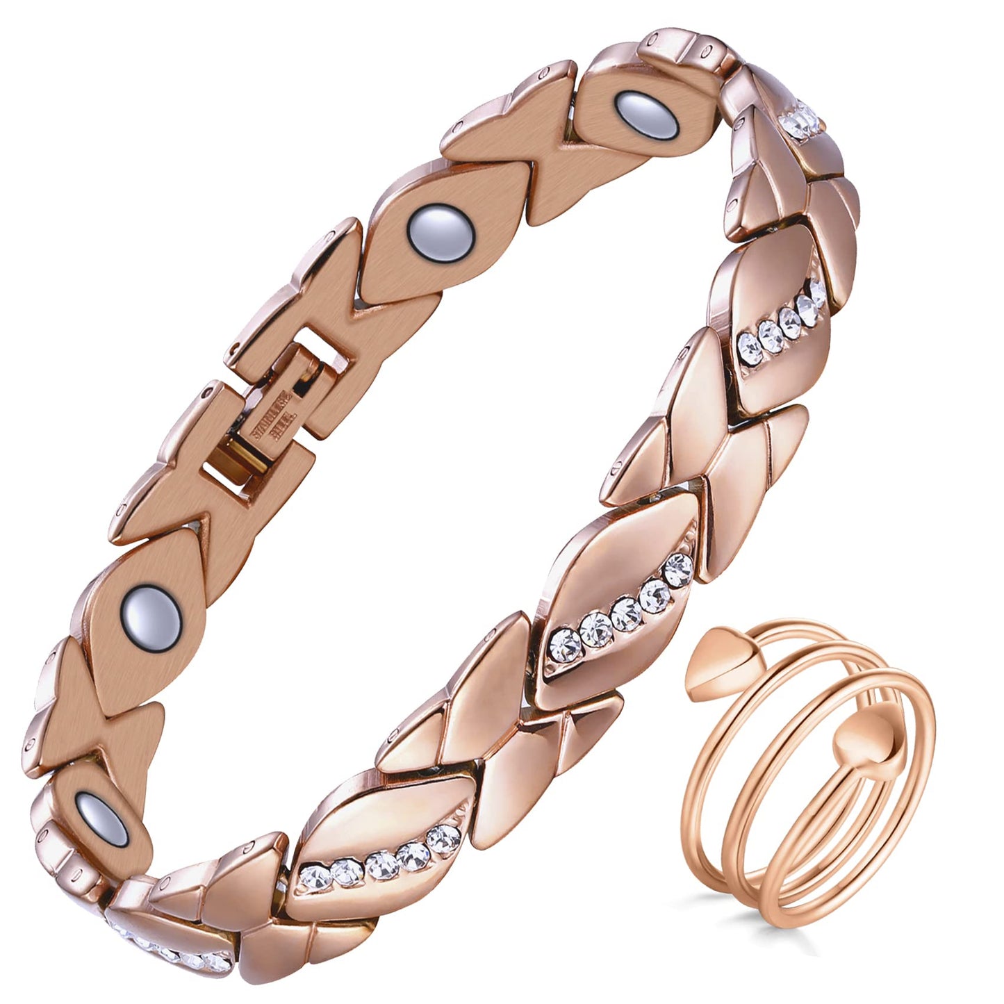 Jecanori Copper Magnetic Bracelets for Women,Adjustable 99.9% Solid Copper Bracelets,Valentine's Day Gifts Magnetic Jewelry with Sizing tool