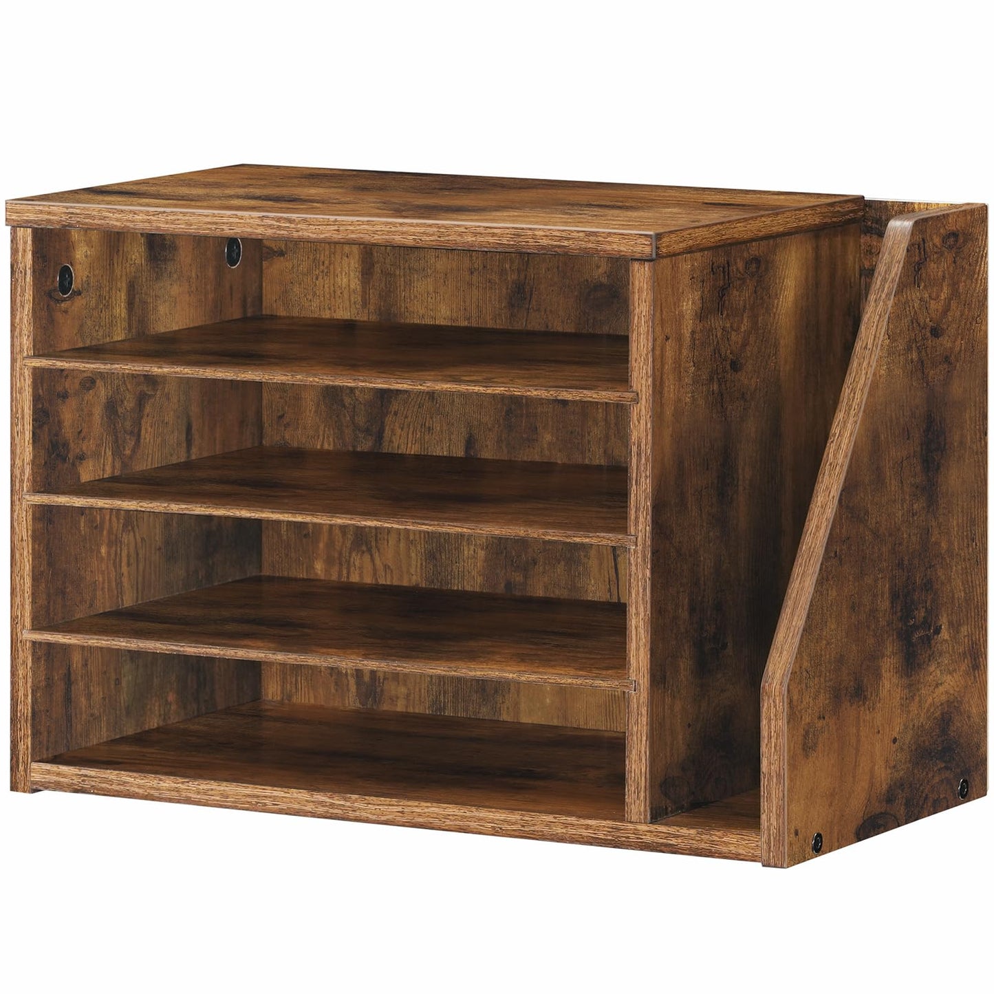 HOOBRO Mail Sorter, Literature Organizer with Adjustable Shelves, Paper Organizer for Office, Home, Wood Countertop File Holders, Mails, Magazines, Rustic Brown FG41WF01
