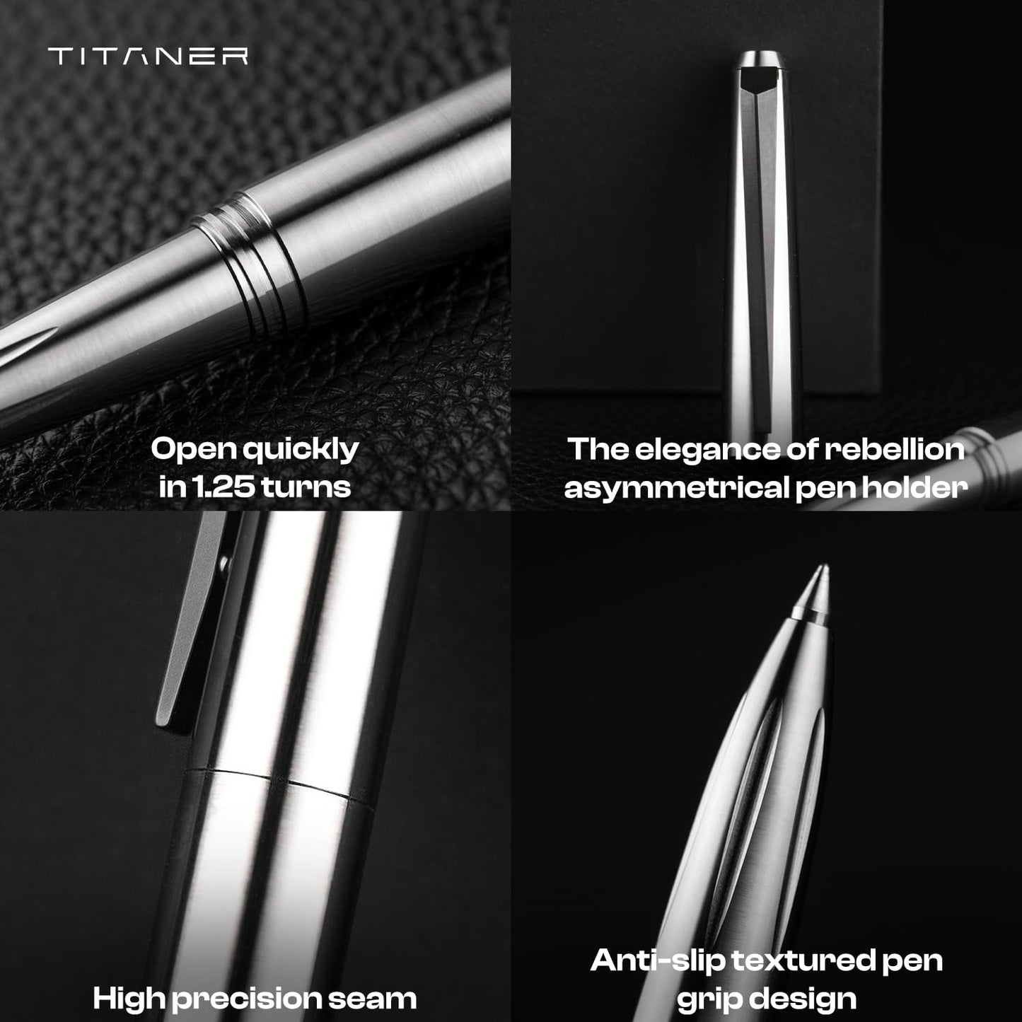 TITANER TiWard:Titanium Tactical Ballpoint Pen - Professional EDC Writing Tool Compatible with Multiple Refill for Signature Business Writing Journaling for Gifts or Collectibles.(Titanium)
