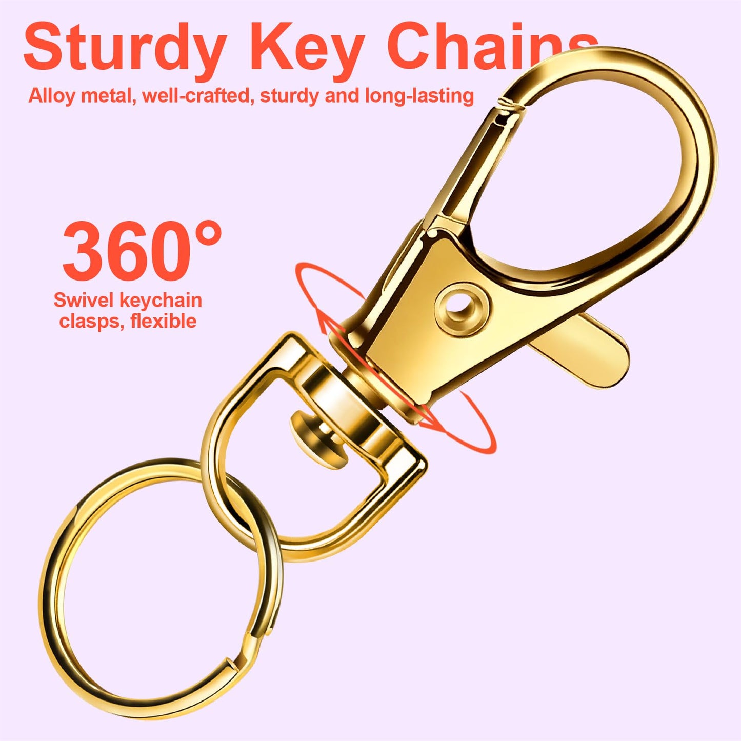 LEOBRO 240PCS Lobster Claw Clasps and Key Rings, Metal Key Chains, 120PCS Keychain Clips and 120PCS Key Chain Ring for Keychain, Jewelry Making, Art Crafts, Gold