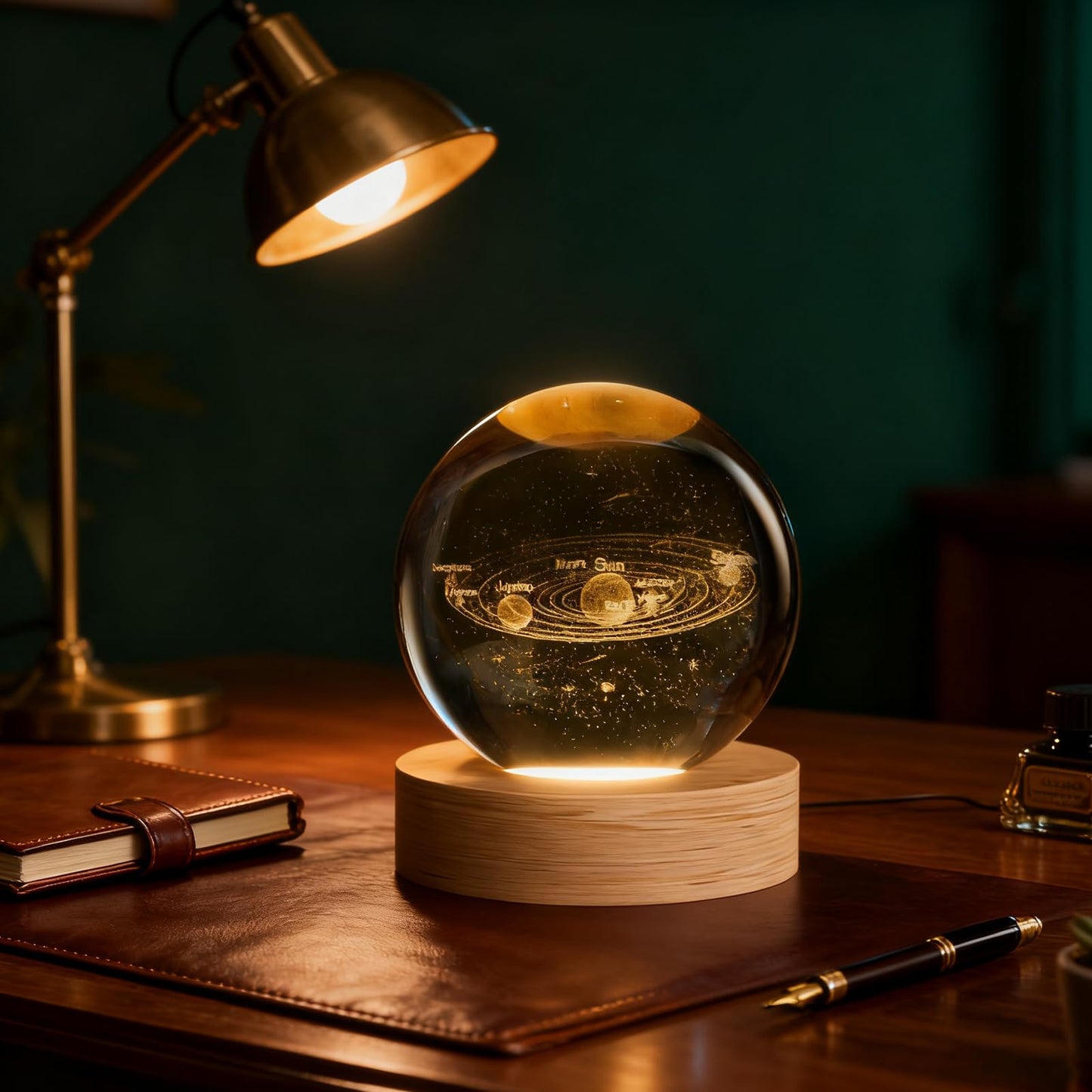3D Solar System Crystal Ball, 2.4inch Universe Gifts Decorative Quartz Glass Ball, Space Laser Engraved Model Astronomy Decor, Paperweight Physics Display Sculpture Home Decor Crafts for Friends