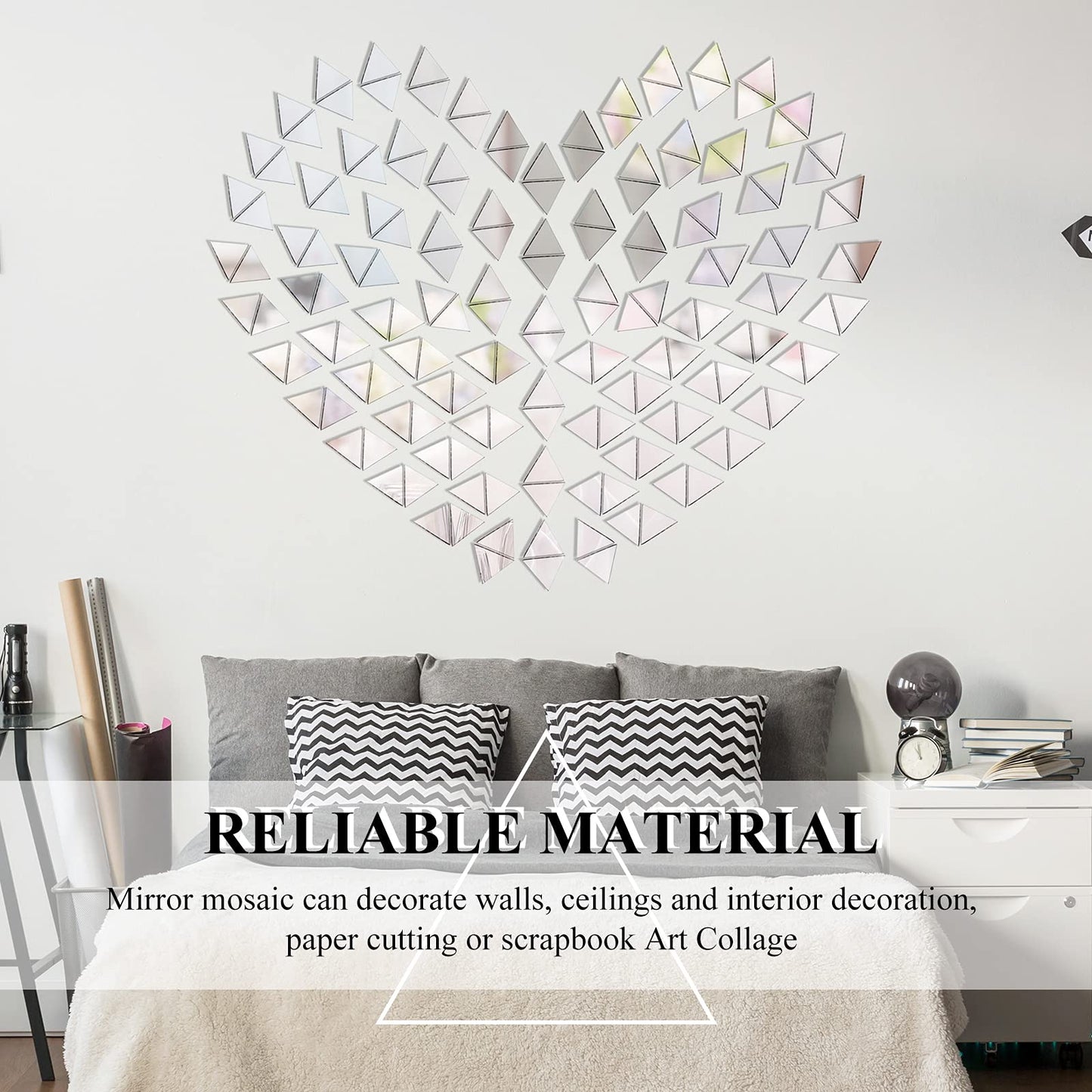 Jetec 300 Pieces Mirrors Tiles Triangular Small Mirrors Mosaic Tile DIY Glass for Art Wall Door Home Decorations