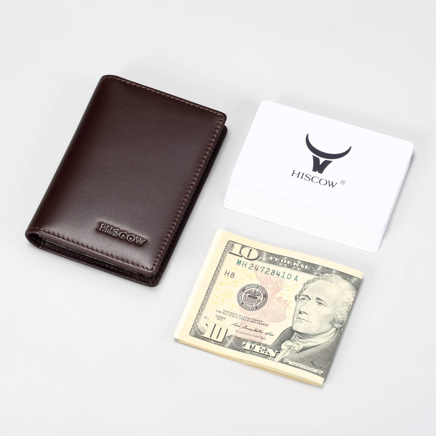 HISCOW Leather Business Card Case Holder for Men & Women, Italian Calfskin (Coffee)