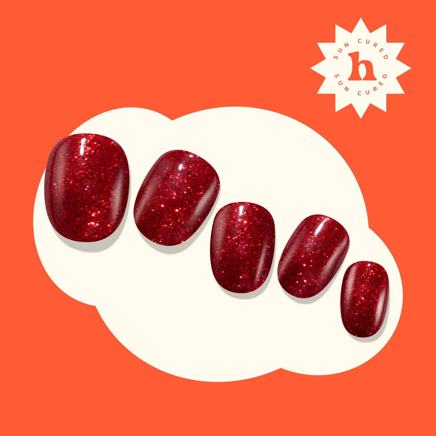 Heyhae Semi Cured Gel Nail Strips | No LED Lamp Needed | Fall, Red, Glitter | Easy Apply & Remove, Salon Quality | Includes 28 Strips, 1 Prep Pads, Nail File & Wooden stick - Hey, Red Velvet Crush