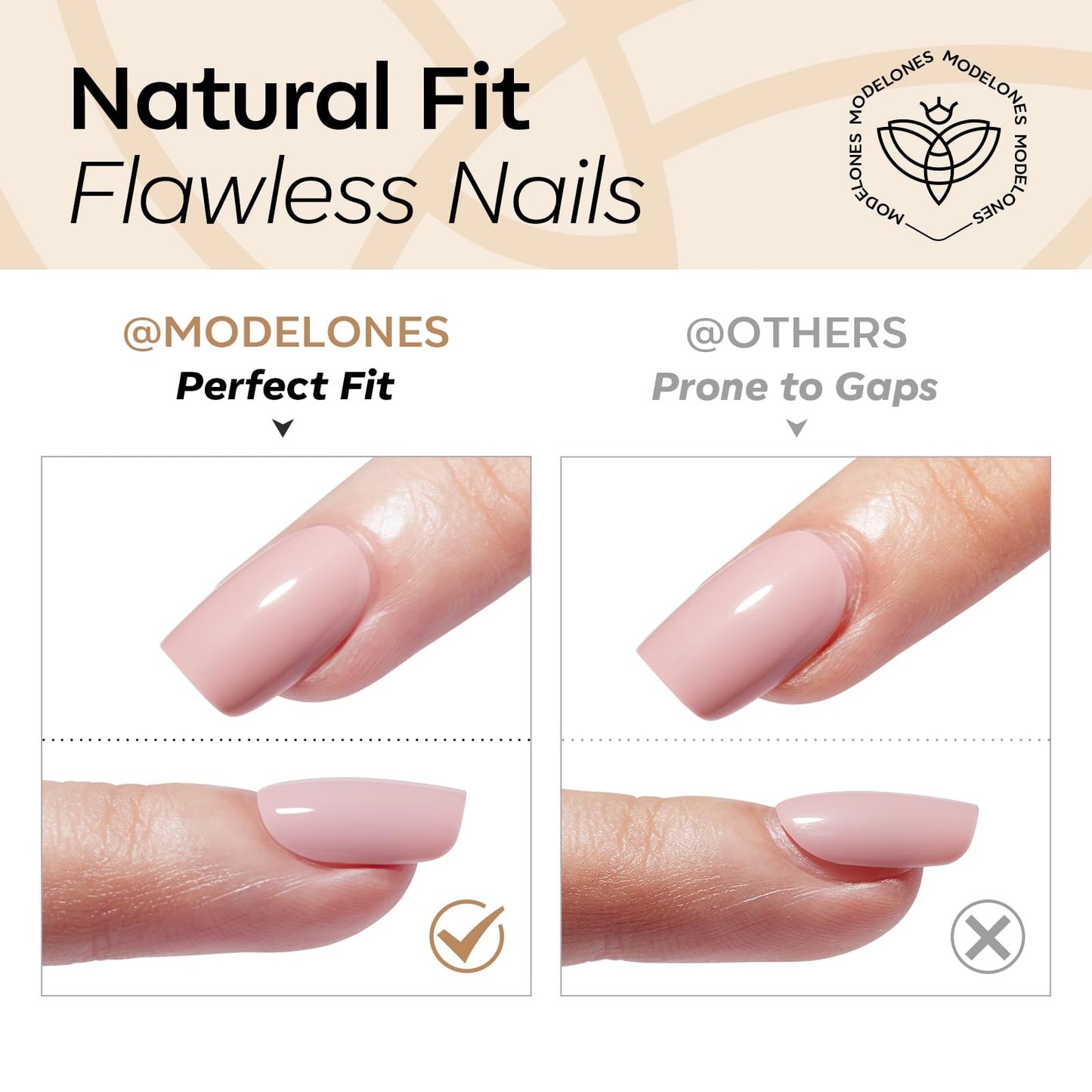 Modelones Extra Short Press on Nails, Milky White Squoval Fake Nails, Reusable Nail Kit with Nail Glue Adhesive Tabs Mini Nail File, Nails Press Ons 32Pcs 16 Sizes, Spring Women Girl Gift