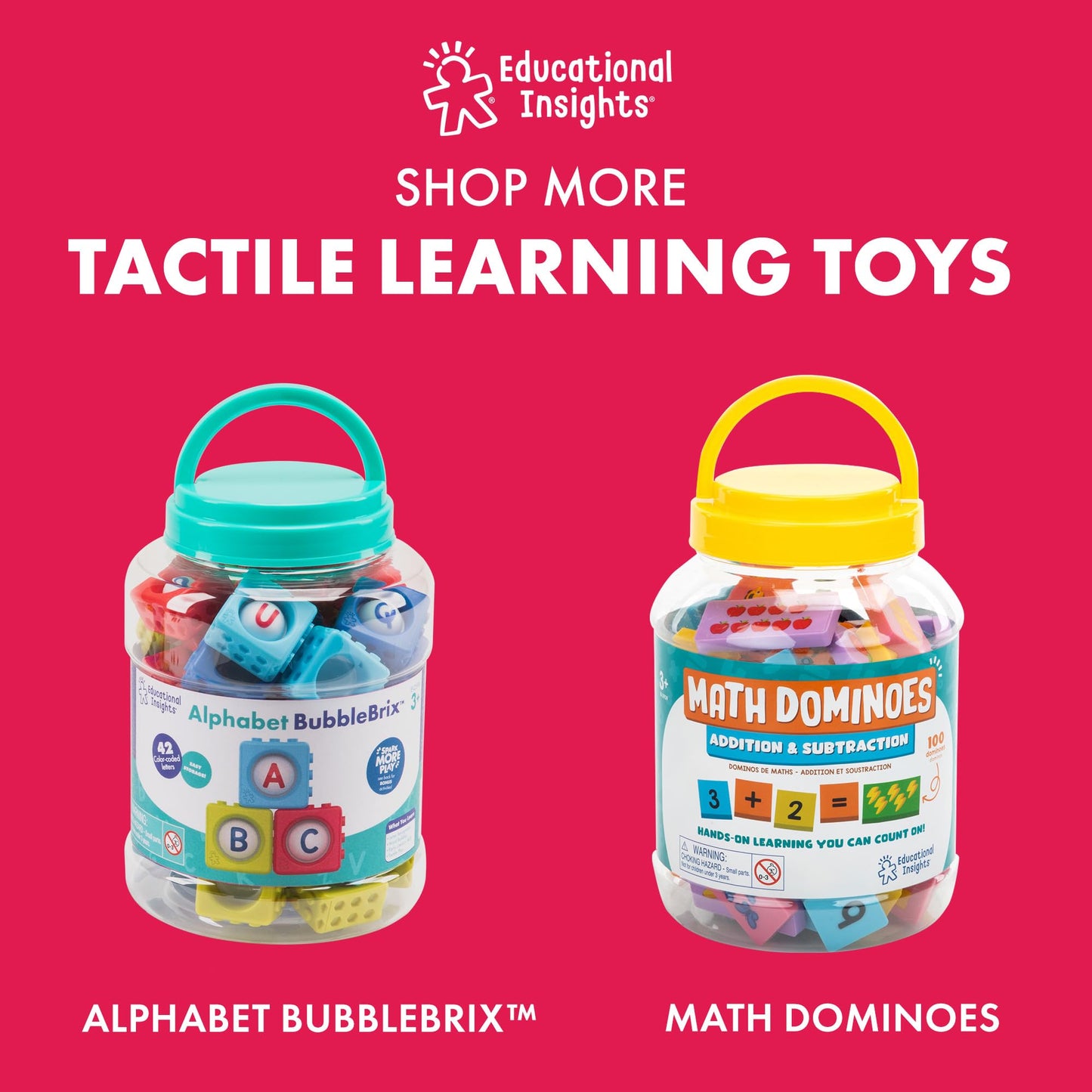 Educational Insights Number BubbleBrix - Sensory Number Blocks for Toddlers 3-5, Preschool Math Learning Toys, Stackable Toddler Counting Blocks, Toddler Pop It Toys for Learning Numbers