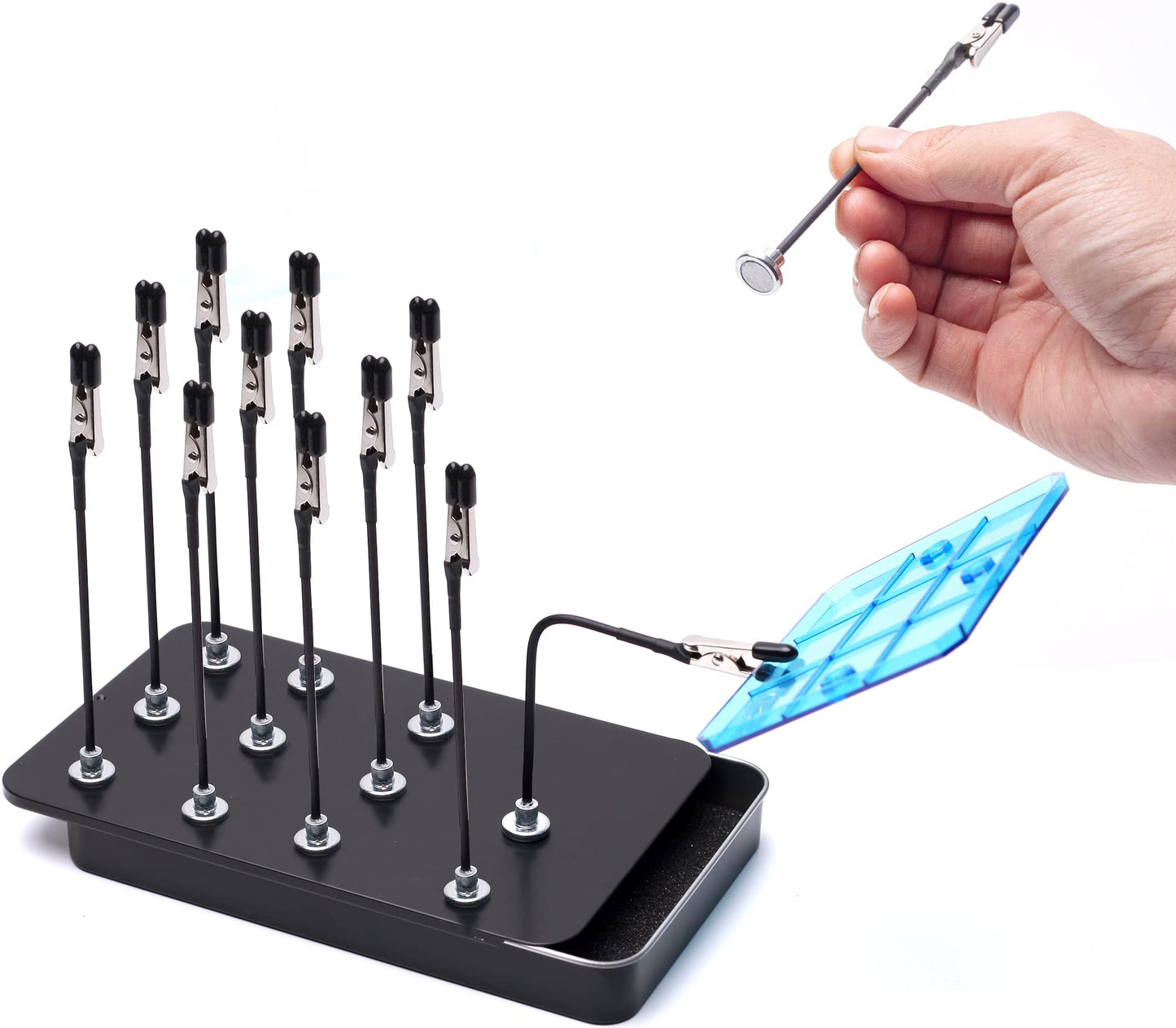 Maptipjoy Metal Painting Stand Base Holder and 12PCS Magnetic Bendable Alligator Clip Sticks Set Modeling Tools for Airbrush Spray, for Gundam Hobby Model Parts Assemble…