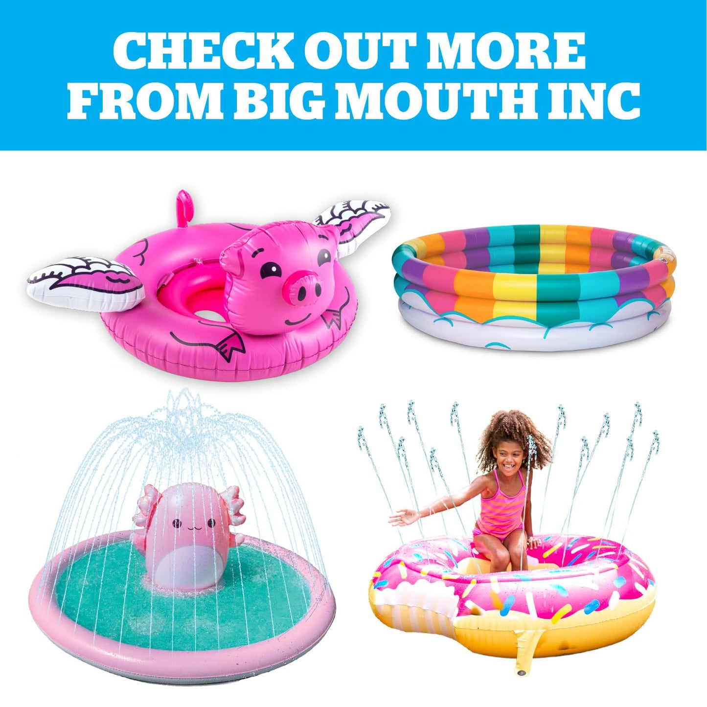 BigMouth Inc Splash Pad Sprinkler Water Toy for Kids, Outdoor Summer Backyard Spray Game for Toddlers - Strawberry