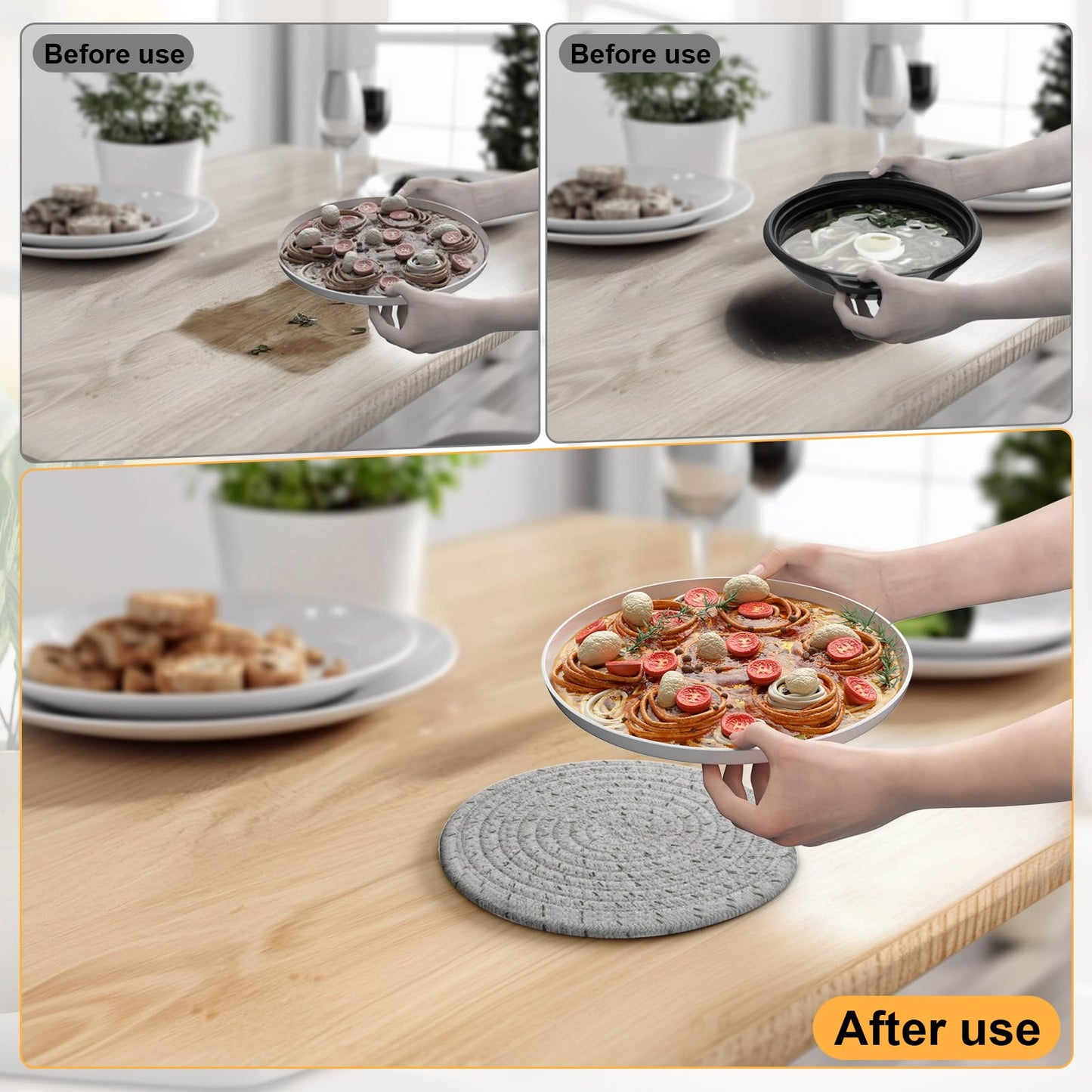 7" Trivets for Hot Dishes, 6 Pack Hot Pads for Kitchen Counter & Dining Table, Heat Resistant | Scratches | Stains Cotton Trivets for Hot Pots and Pans