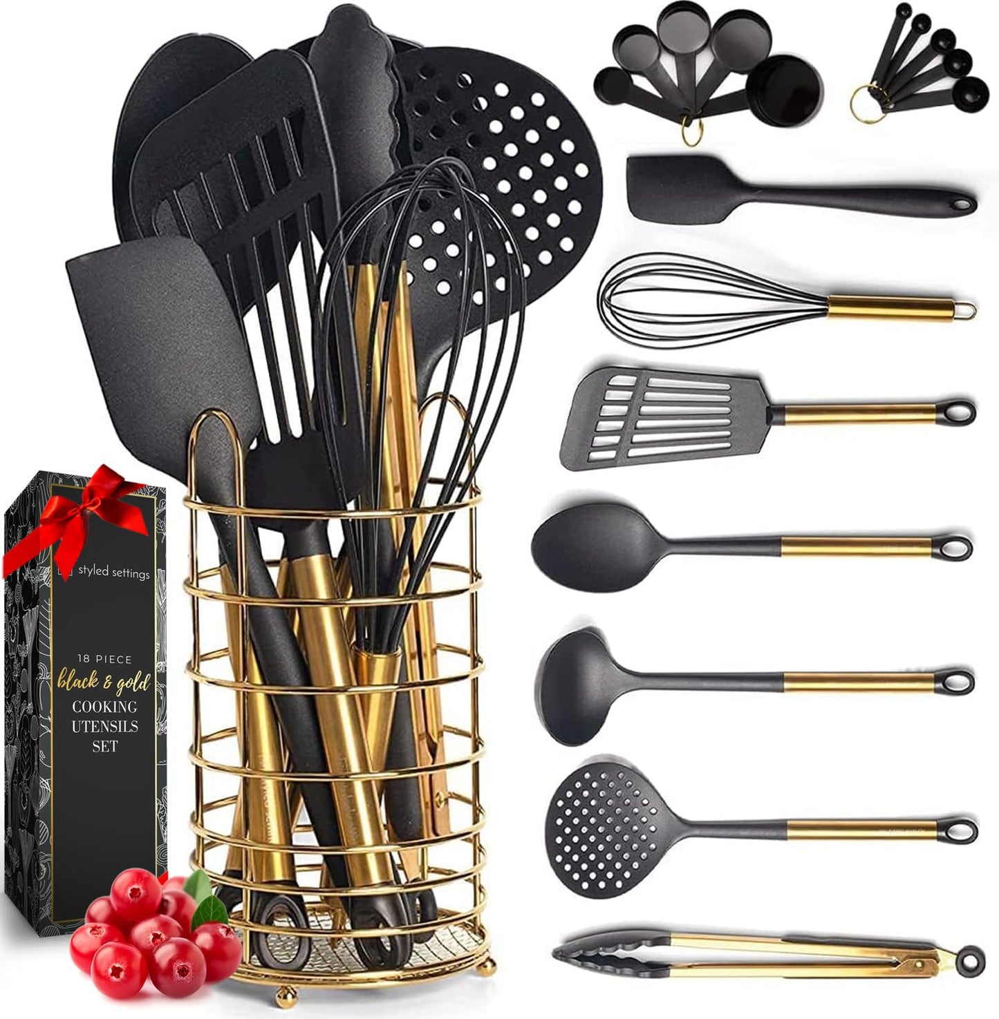 Best Gadgets Tool Gift Good Stainless Steel 8 Cooking Nonstick Kitchen Utensils Cookware Set with Spatula, large Chrome