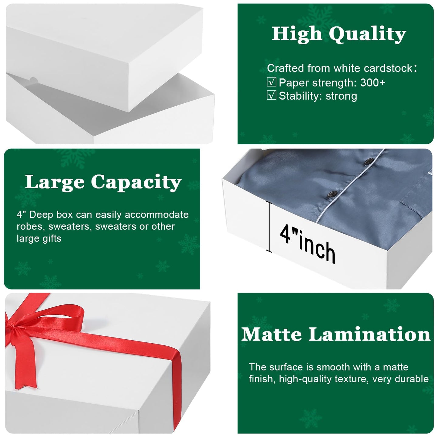 STYPOP 12 Pack Gift Boxes with Lids for Present - 6 Extra Large 17" (4" Deep) & 6 Large 14" (2" Deep) White Gift Boxes for Clothing Wrapping, Christmas