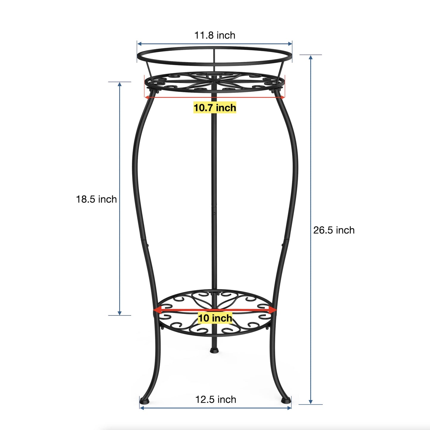 FaithLand 2 Tier Plant Stand and 2-Pack 10 Inch Self Watering Pots Bundle