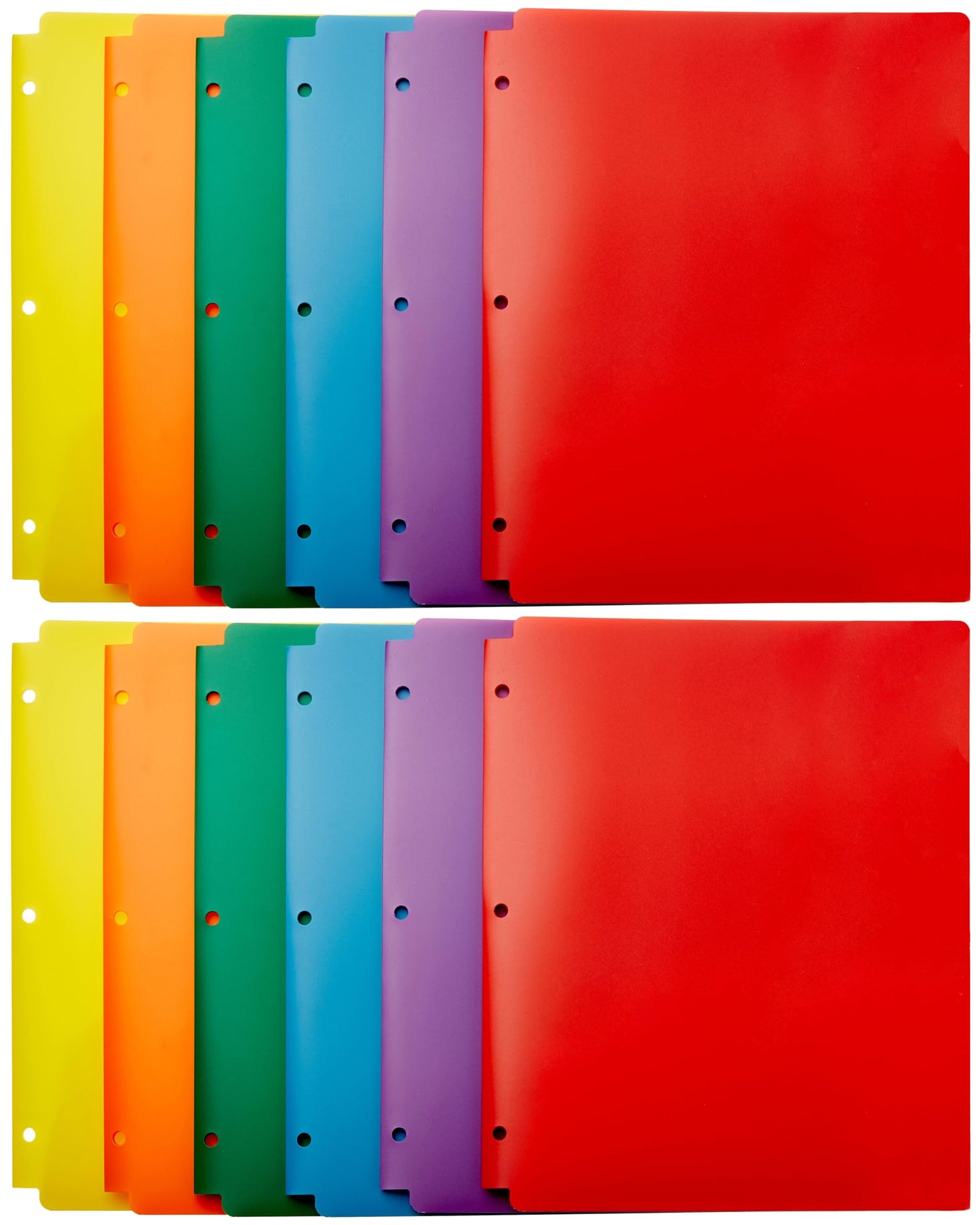 Amazon Basics Plastic 3 Hole Punch Folders with 2 Pockets, 8.5 x 11 inches, Pack of 12, Assorted Color