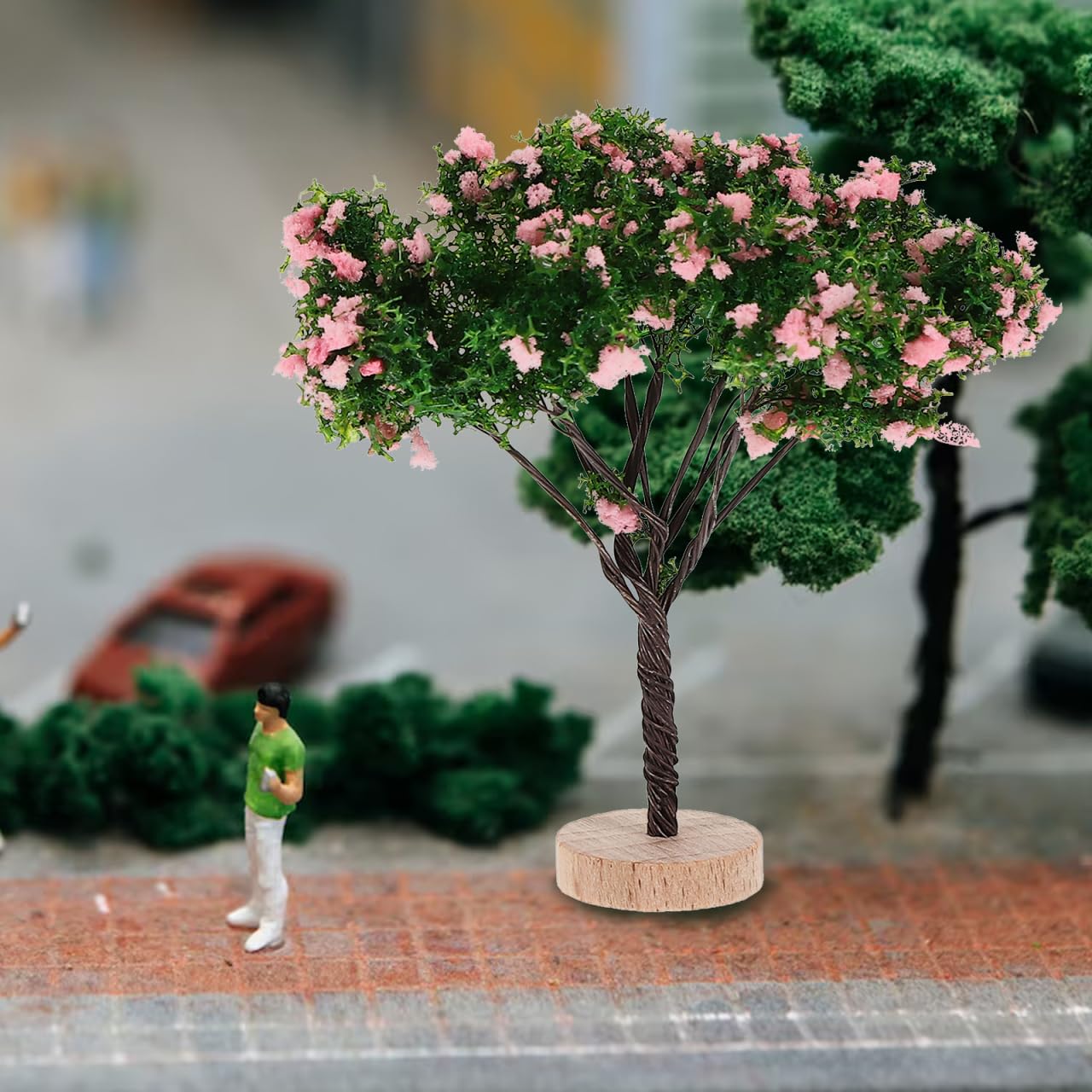 VINTORKY 2 Pack Miniature Landscape Trees Realistic Mini Model Trees Figurines with Base for DIY Crafts Supplies Zen Garden Sand Table