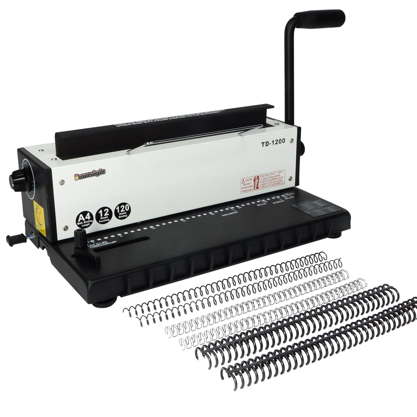 Burostyle TD-1200 Binding Machine, 3:1 Pitch Wire Binder, Punching 12 Sheets/Binding 120 Sheets with Sturdy Metal Construction