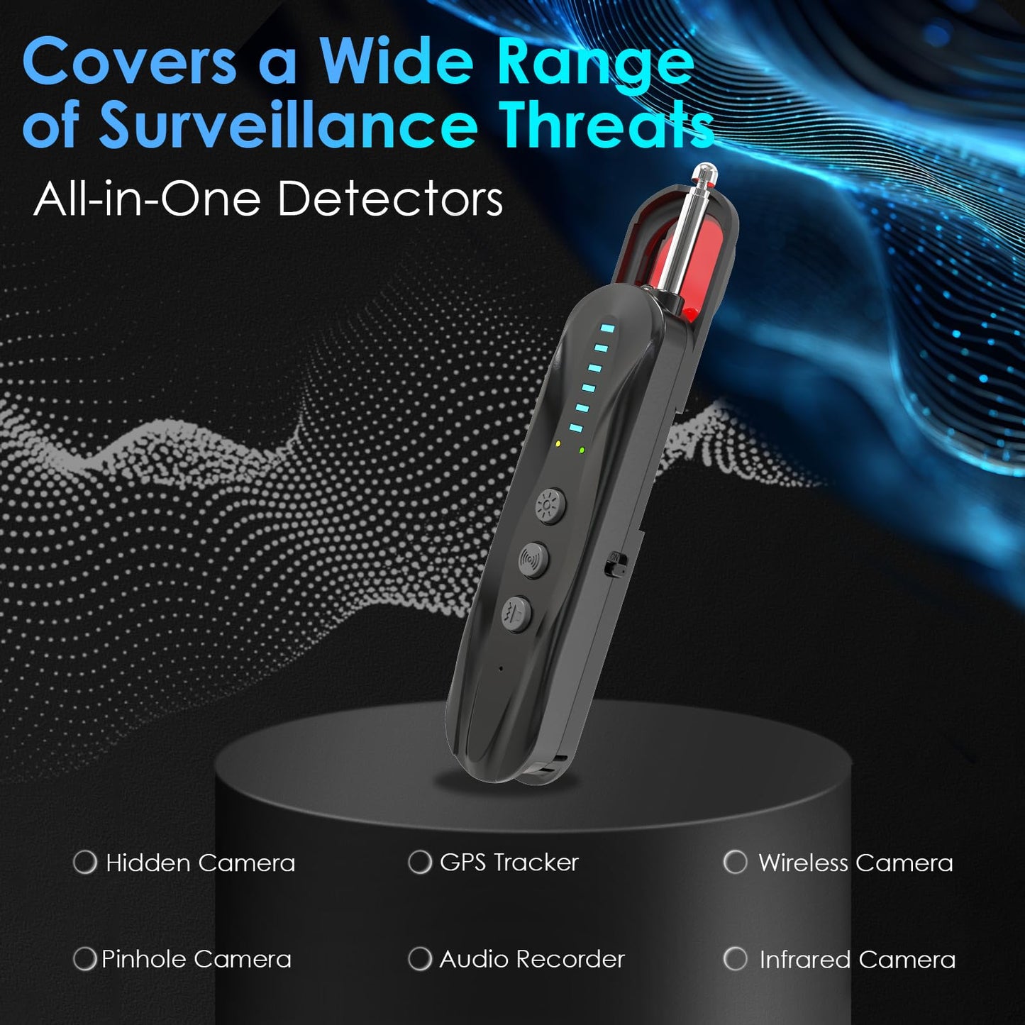 Hidden Camera Detectors & Anti-Spy Camera Finder, Wireless RF Signal Scanner, GPS Tracker Finder, Spy Device Detector for Travel, Office, Hotel, Dressing Room - Portable Privacy Protection