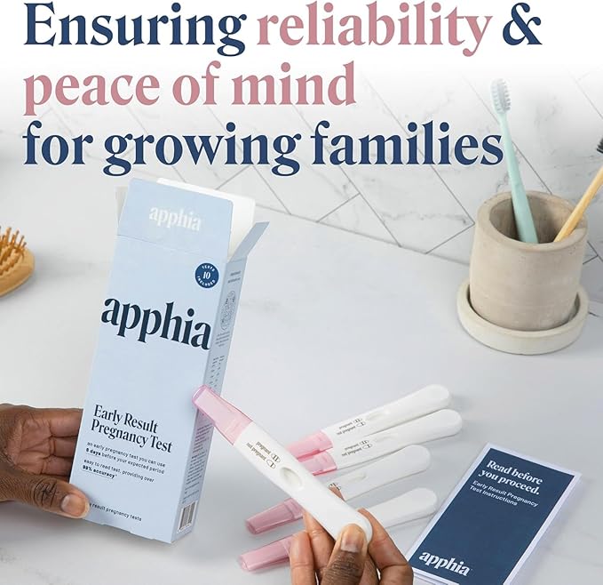 Apphia Early Detection Pregnancy Test (10 Pack) | FSA/HSA Eligible | Midstream Pregnancy Test | Get Results 6 Days Sooner – Made in The USA