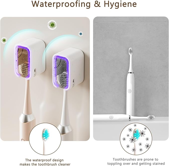 Toothbrush Holder Wall Mounted Toothbrush Holders for Bathrooms, Tooth Brush Holder for Travel and Home, Single Toothbrush Organizer with Cover for Shower 2PCS