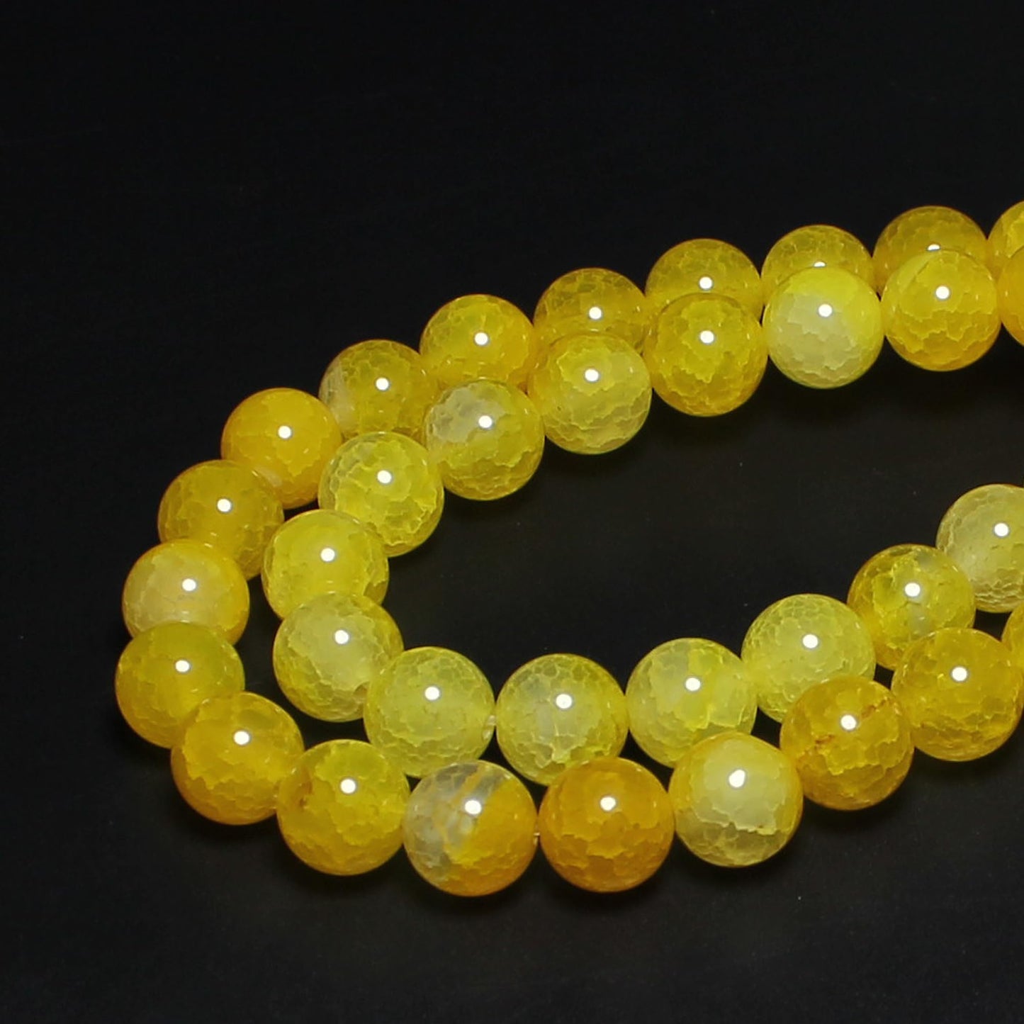 MJDCB Natural Stone Beads 8mm 43pcs Yellow Dragon Vein Agate Loose Gemstone Bead Charms for Jewelry Making Bracelet Necklace Earring Pendant