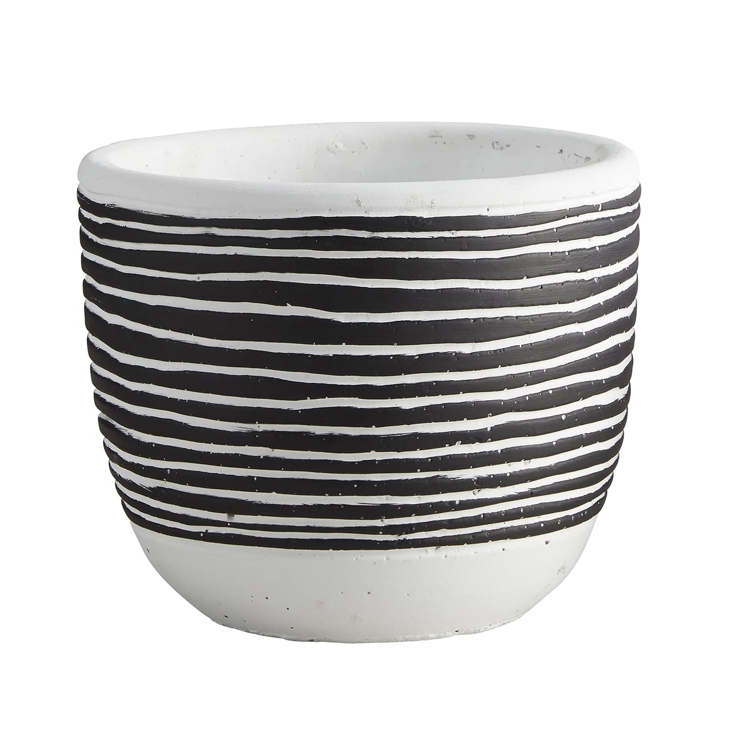 47th & Main Cement Planter Pot, 4.9" Tall, Black Stripes