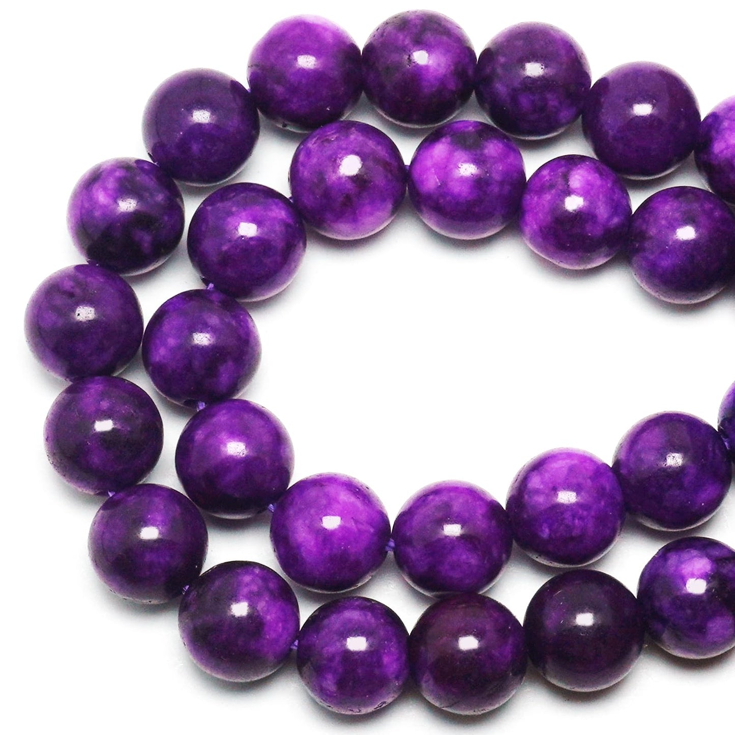 DIQIO Jade Stone Beads for Jewelry Making - 6mm Gemstone Round Loose Beads for Bracelets(58-60pcs, Sugilite Jade)