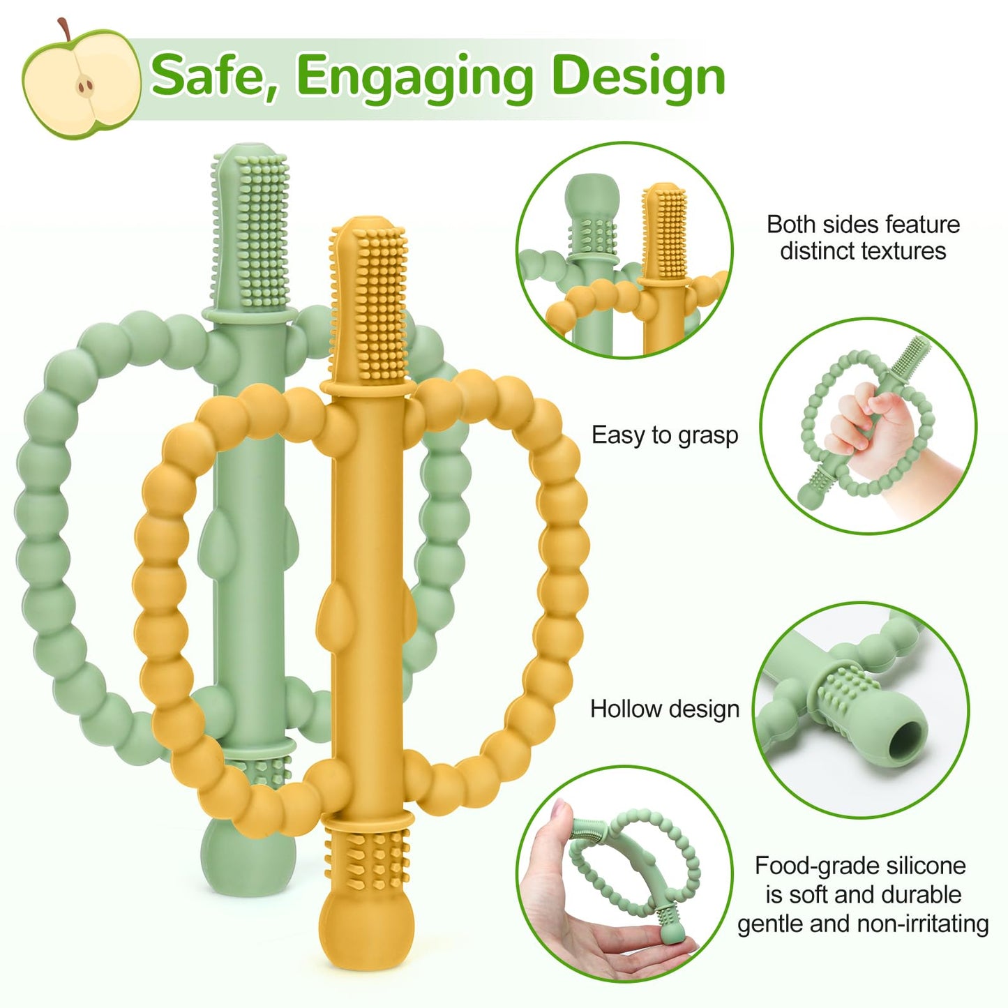 Baby Teething Toys for Babies 0-36 Months – Anti-Choking Design, Teething Relief for Straws Sticks, Chew Straw Sensory Toy for Infant Toddlers Silicone teether Tubes