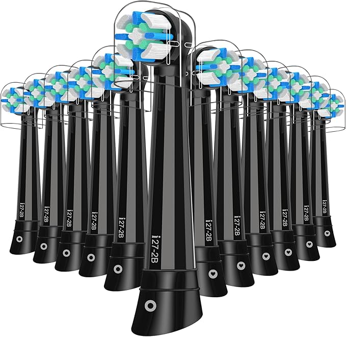 12pcs iO Replacement Heads Compatible with Oral B IO 2/3/4/5/6/7/8/9/10 Series Electric Toothbrush,Compatible with Oral B io Series Toothbrush Heads with Medium Bristles,Black