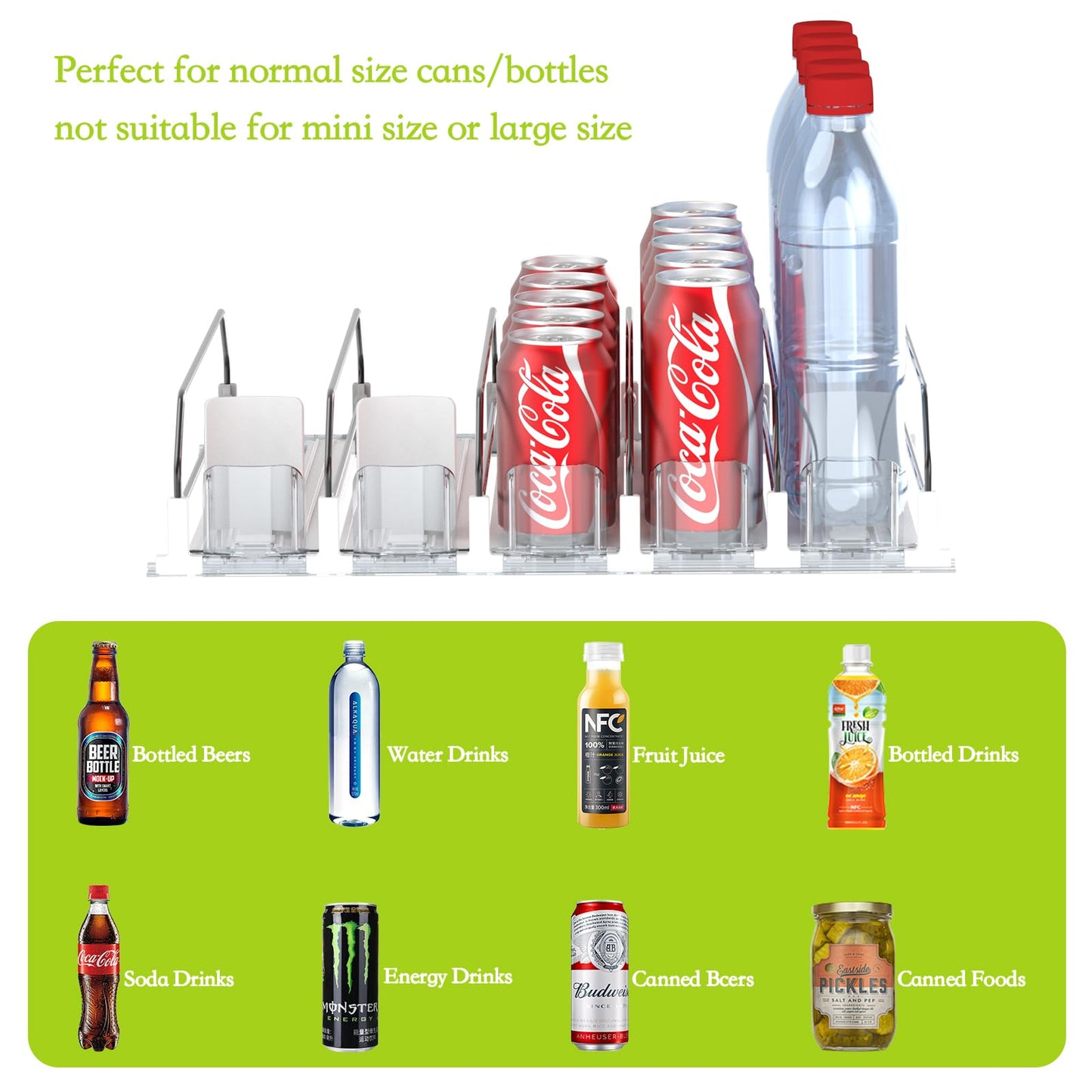 Drink Organizer for Fridge,Self Pushing Fridge Drink Organizer,Automatic Drink Dispenser for Fridge-Holds up to 25 Cans