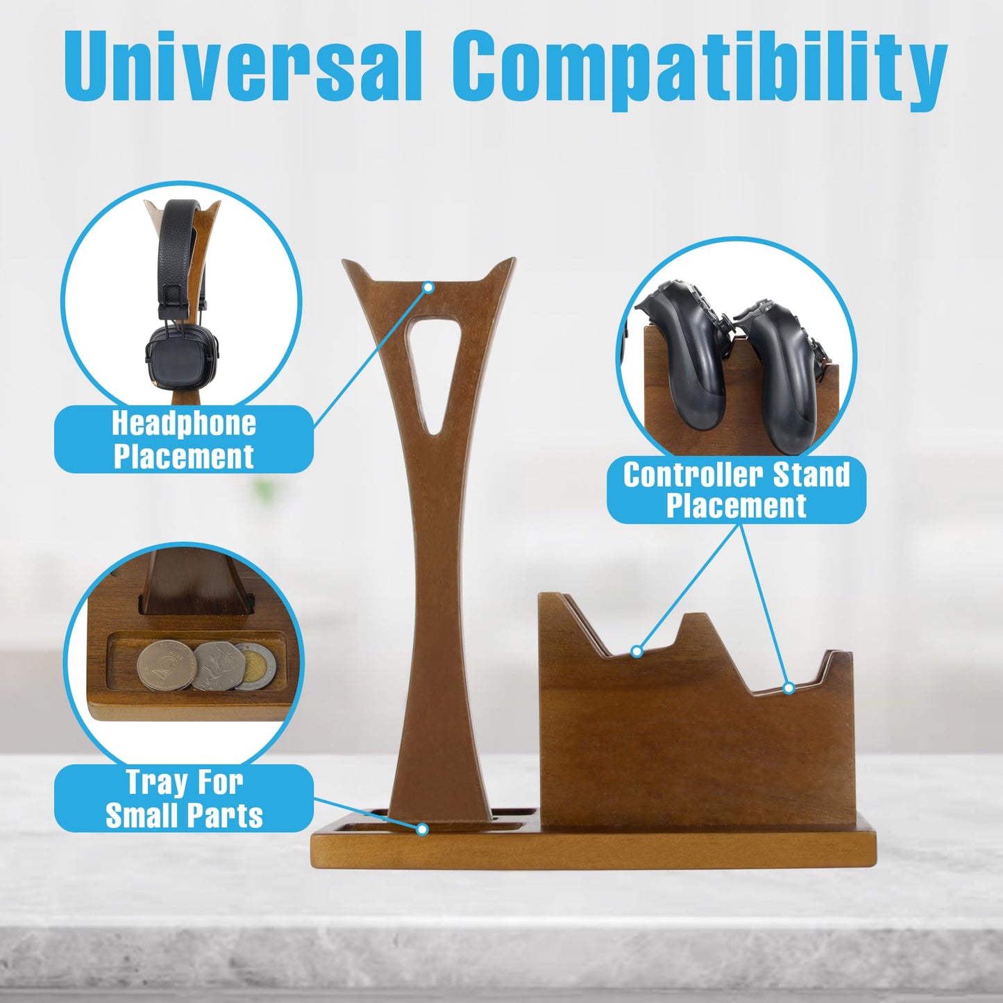 Kaseny Game Controller Holder Gifts for Gamers to Organize Gaming Accessories & Headphone Holder, Unique Gamer Gifts Headset Stand Controllers Holders, Stylish Controller Stand Gaming Equipment