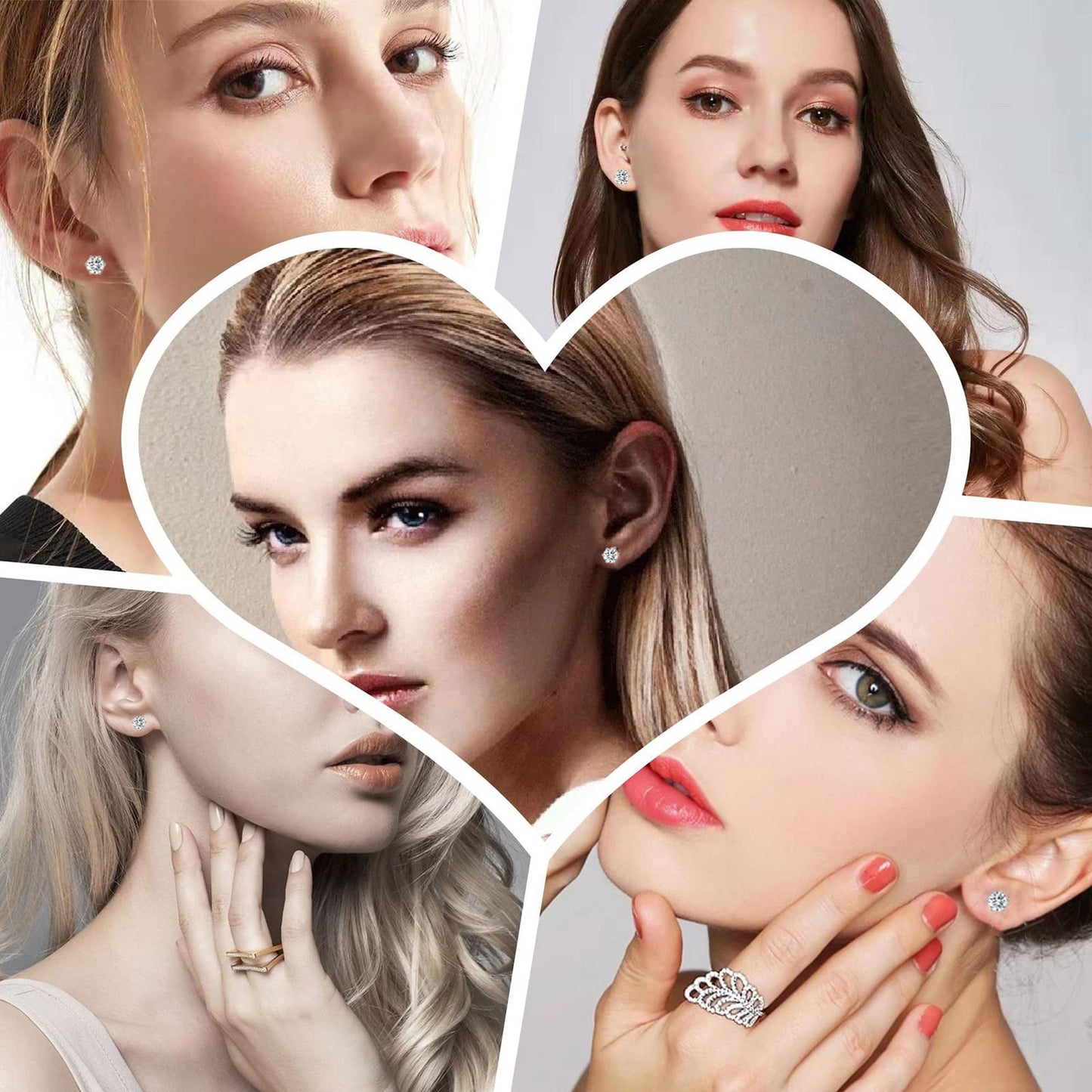 Spiritlele 12 Pairs Clear Crystal Magnetic Earrings Set Clip on Non Piercing Fake Stud Earrings for Unisex