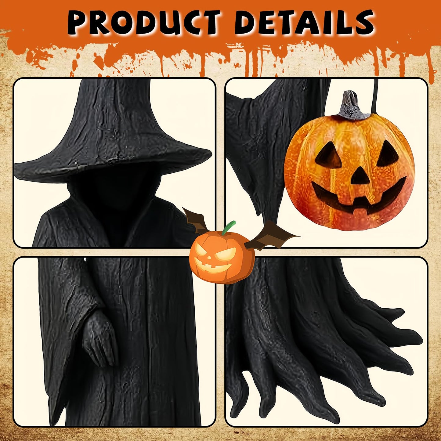 YYPLIAN Gothic Witch Halloween Resin Figurine, 8" Witches Holding Pumpkin Lantern Statue Spooky Witchcraft Ornament for Halloween Home Party Tabletop Decoration (Witch Hold Pumpkin)