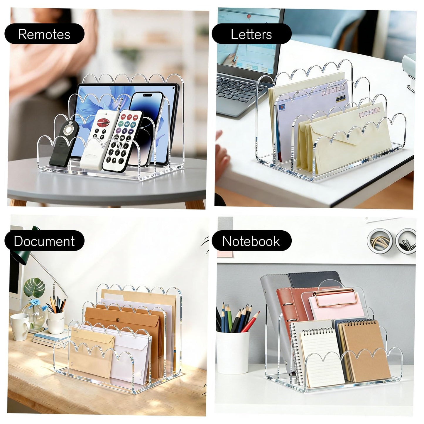 Cryozeo Clear Acrylic Mail Organizer,3 Compartments Letter Holder for Desk, Vertical Acrylic Mail Sorter, Desk Organizer for Letters, Envelope, Bills, Stationery