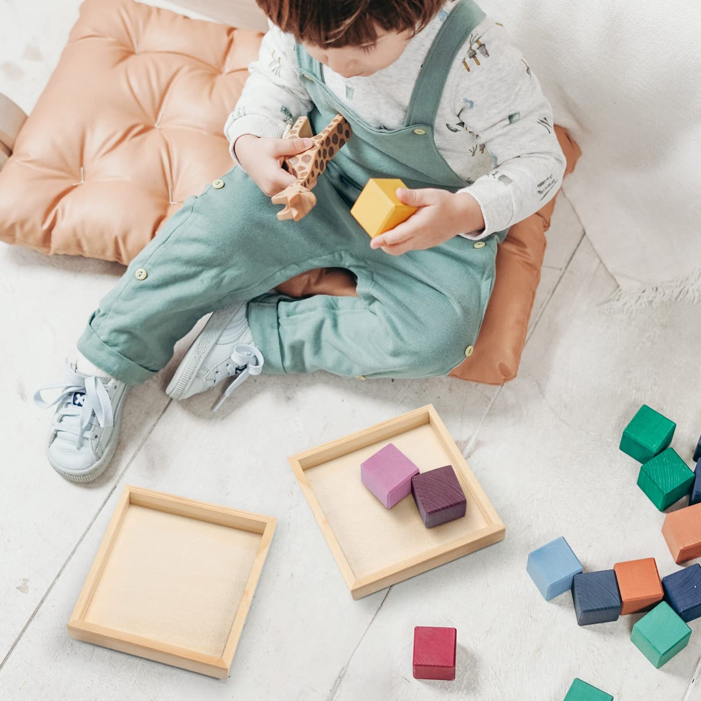 6-Pack Unfinished Wooden Trays - 4.7 x 4.7 in Small Square Serving Trays for Montessori, Crafts, Home Décor, and DIY Projects