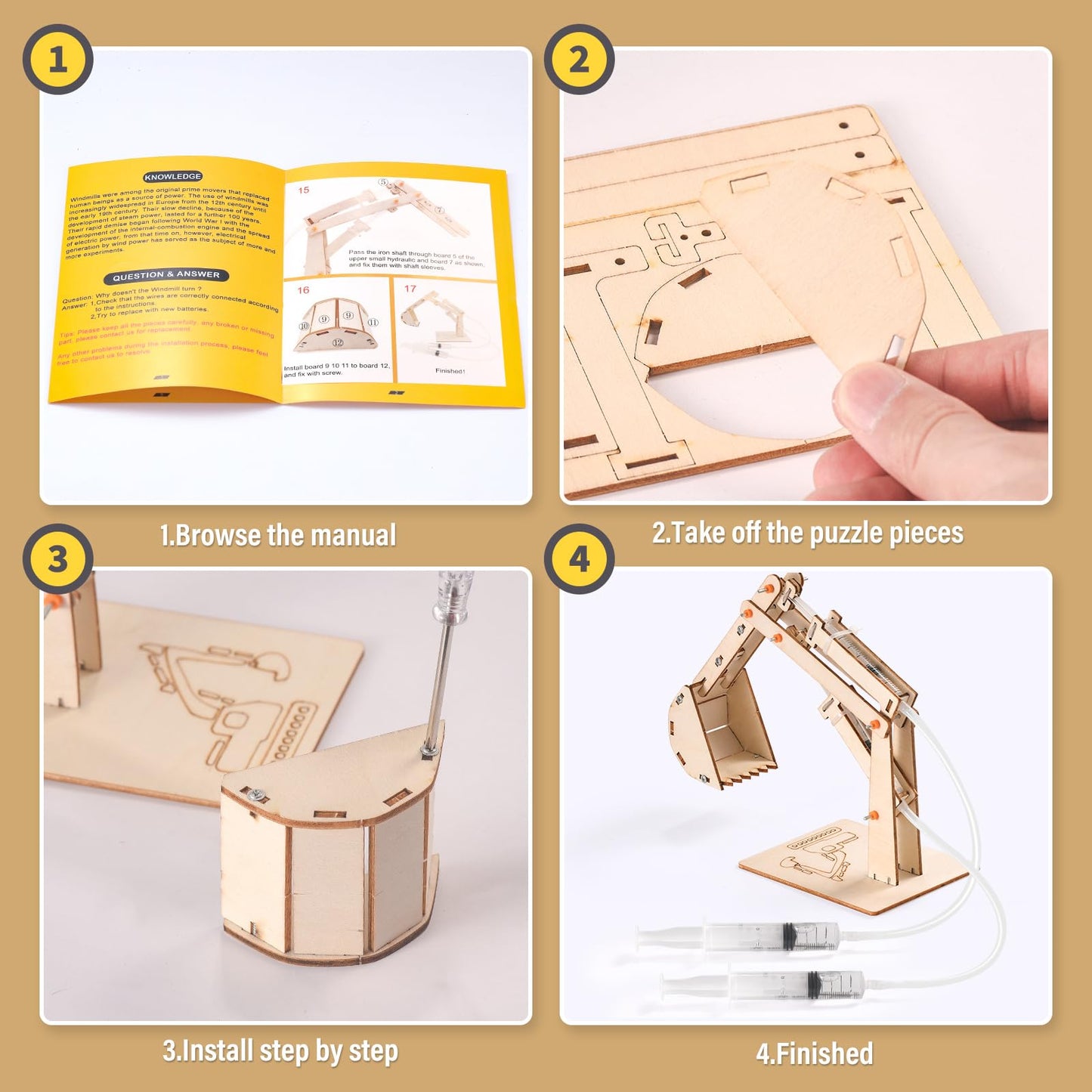 STEM Science Kits for Kids Ages 8-12 8-10, Wood Building Crafts Kits for Boys, STEM Toys for Ages 8-13 9 10 11 Year Old Gifts, Kids Science Engineering Experiment Projects, 3D Wooden Puzzles 10-12