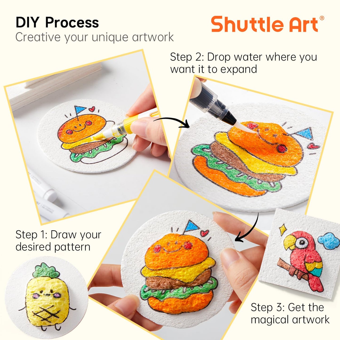 Shuttle Art 68 Pcs Magic Foam Texture Painting Refill Paper Kit - 60 Sheets of Upgraded Foam Texture Paper for a Magical 3D Effect