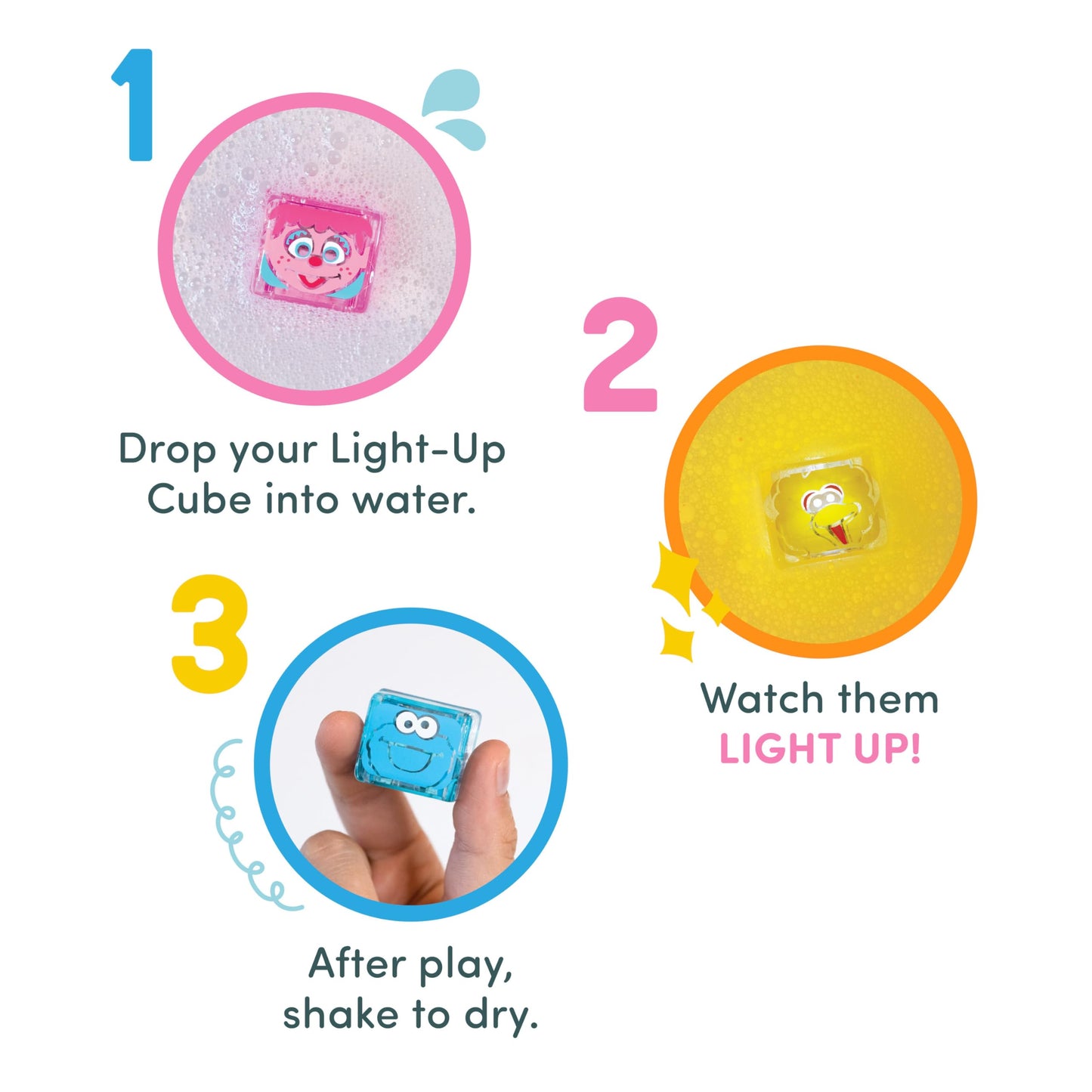 Glo Pals x Sesame Street Water-Activated Light-Up Cubes Bundle for Sensory Play - 12 Packs (Easy as A,B,C)