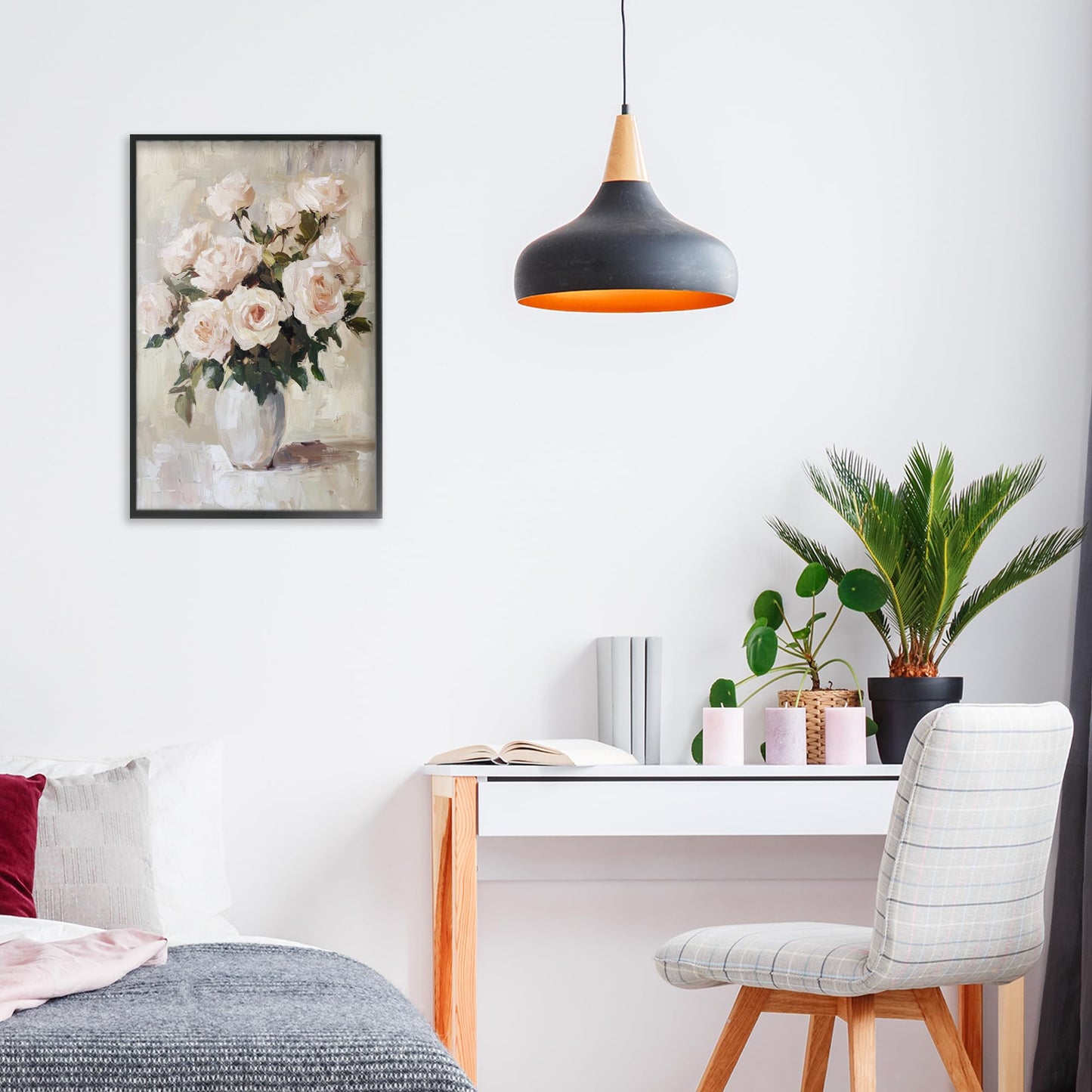 Stupell Industries Peachy Roses in Flower Vase Black Framed Giclee Art, design by Petal Prints Design, 18 x 12