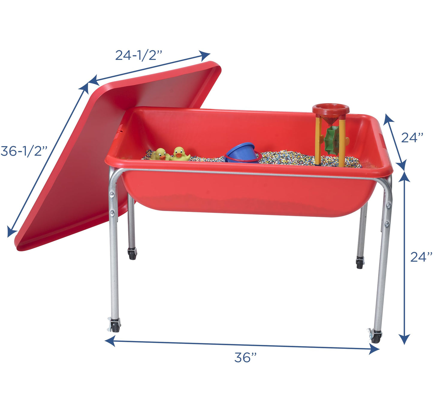 Children's Factory Medium Sensory Table and Lid – 24″ Height, Sandbox with Lid, Water Table for Kids, Red