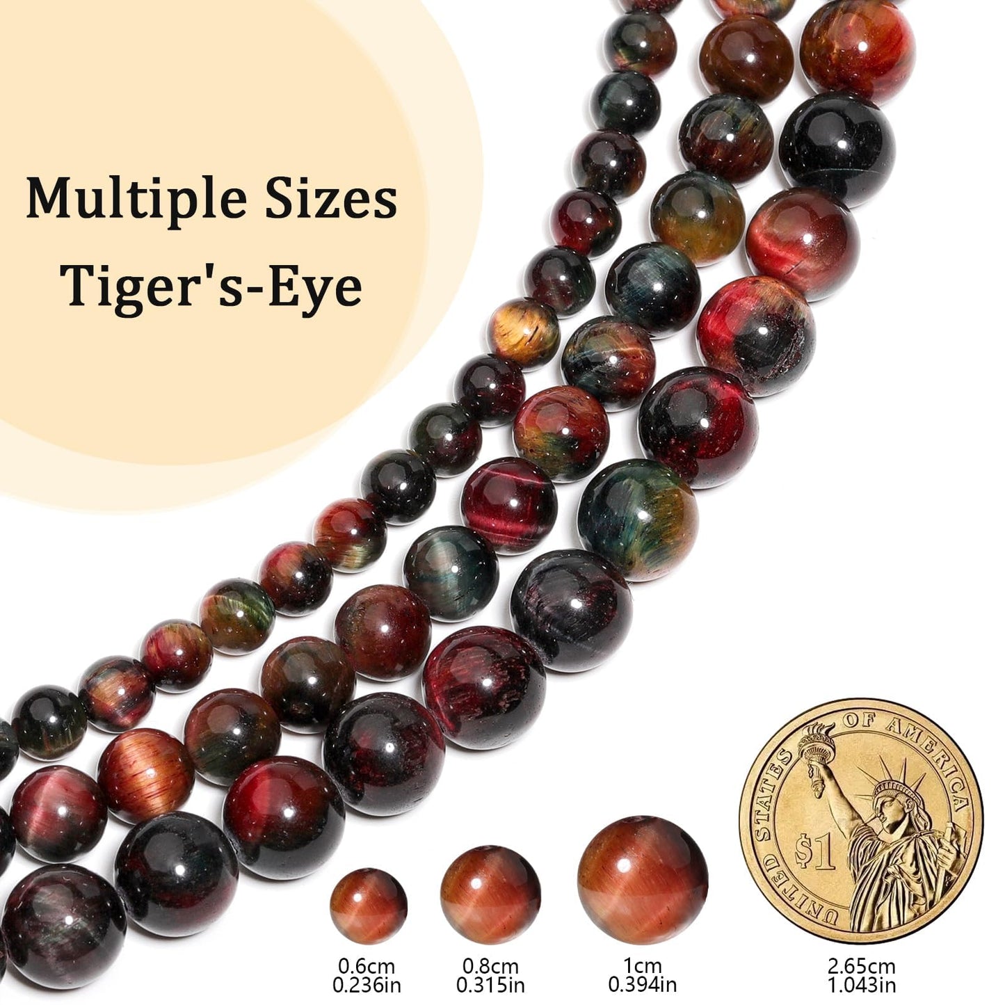 Yochus Natural Tiger Eye Beads, 60Pcs 6MM Onyx Agate Color Enhance Round Loose Beads Bulk, DIY Charm Smooth Gemstone Beads for Jewelry Making(4mm 8mm 10mm 12mm Beads)