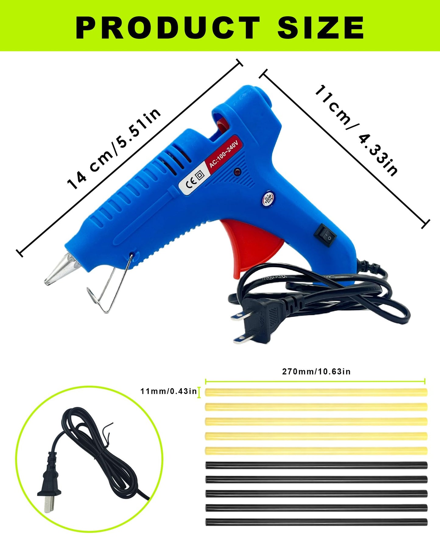 Car Dent Repair Kit Includes A 100W Hot Glue Gun + 10pcs Paintless Dent Removal Hot Glue Sticks, Suitable For Car Dent Repair, Home Renovation, Quick Daily Repairs, And Diy Craft Projects