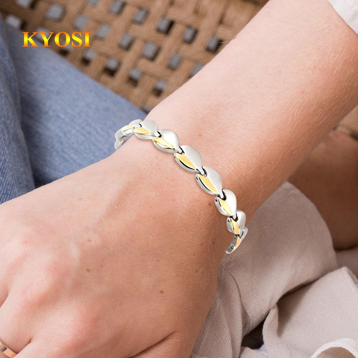 KYOSI Magnetic Bracelets for Women Stainless Steel Magnet Bracelet Special Jewelry with Sizing Tool Mothers Day Gift