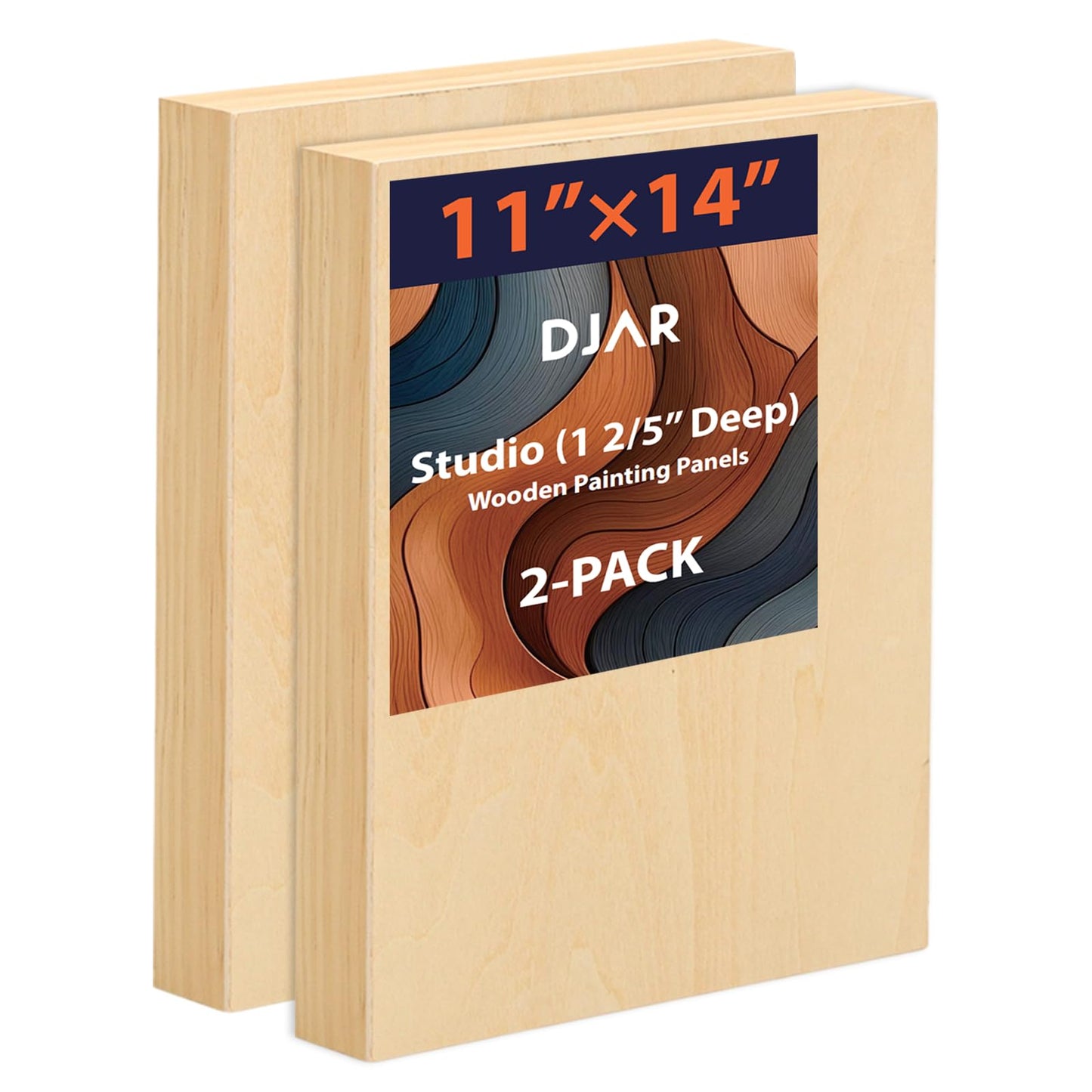 DJAR Wood Canvas Panels 11" x14'', 2 Pack – Ideal for Paint Pouring, Acrylic, Oil Painting, and Art Crafts