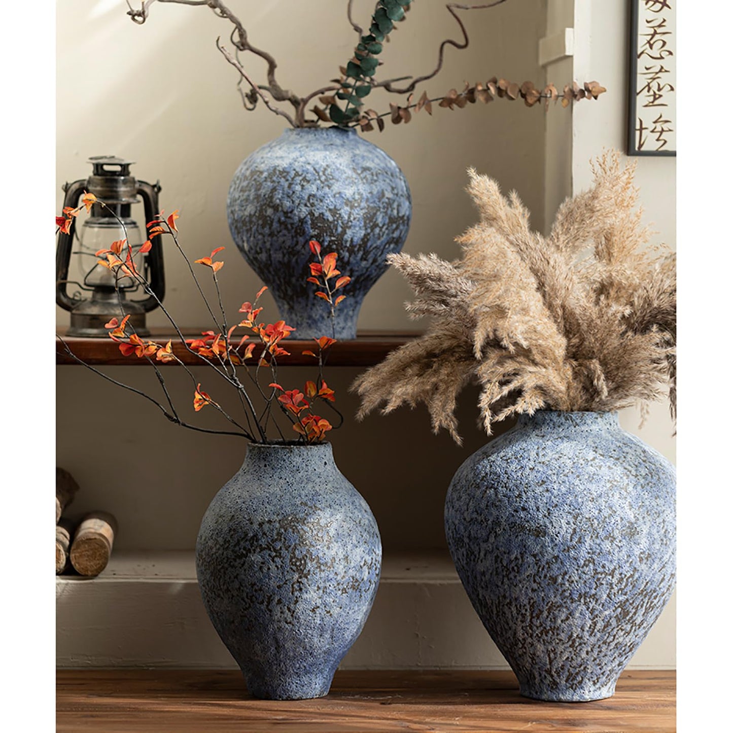 QVK Large Indoor and Outdoor Planters, Distressed Finish Floor-Standing Planters, Drainage Holes are Provided At The Bottom,Suitable for Home Entryways and Gardens.-Dark Brown
