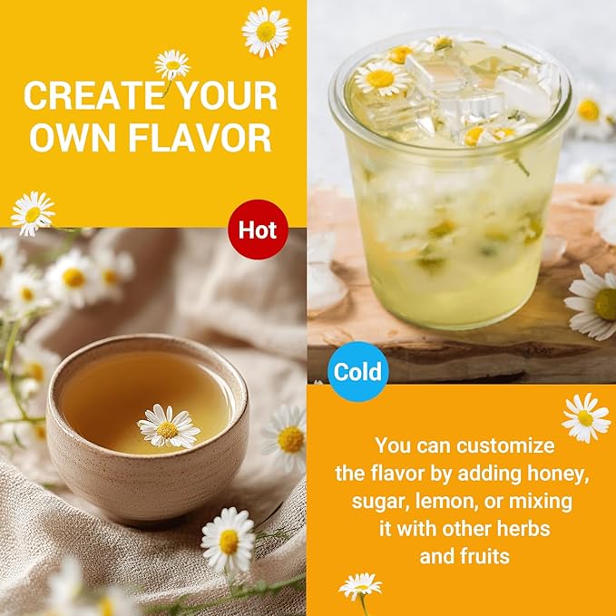 Chamomile Tea Bags, Chamomile Flower Herbal Tea with Sugar-Free, Caffeine-Free, 80 Teabags
