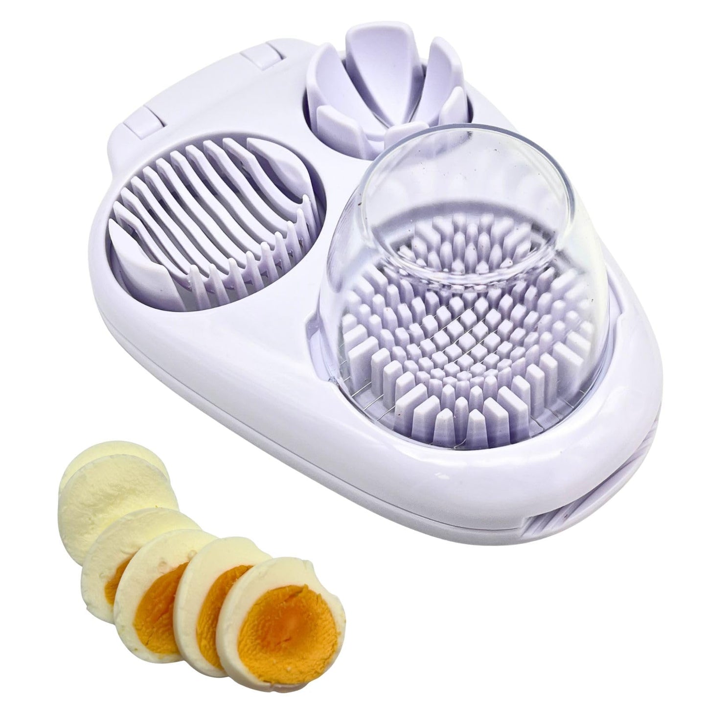 MASALACO 3 in 1 Boiled Egg Slicer, Three Slicing Modes, Tomato, Strawberry, Banana Kitchen Slicing Tool, Chopper, Egg Slicer Kitchen Small Tool, White