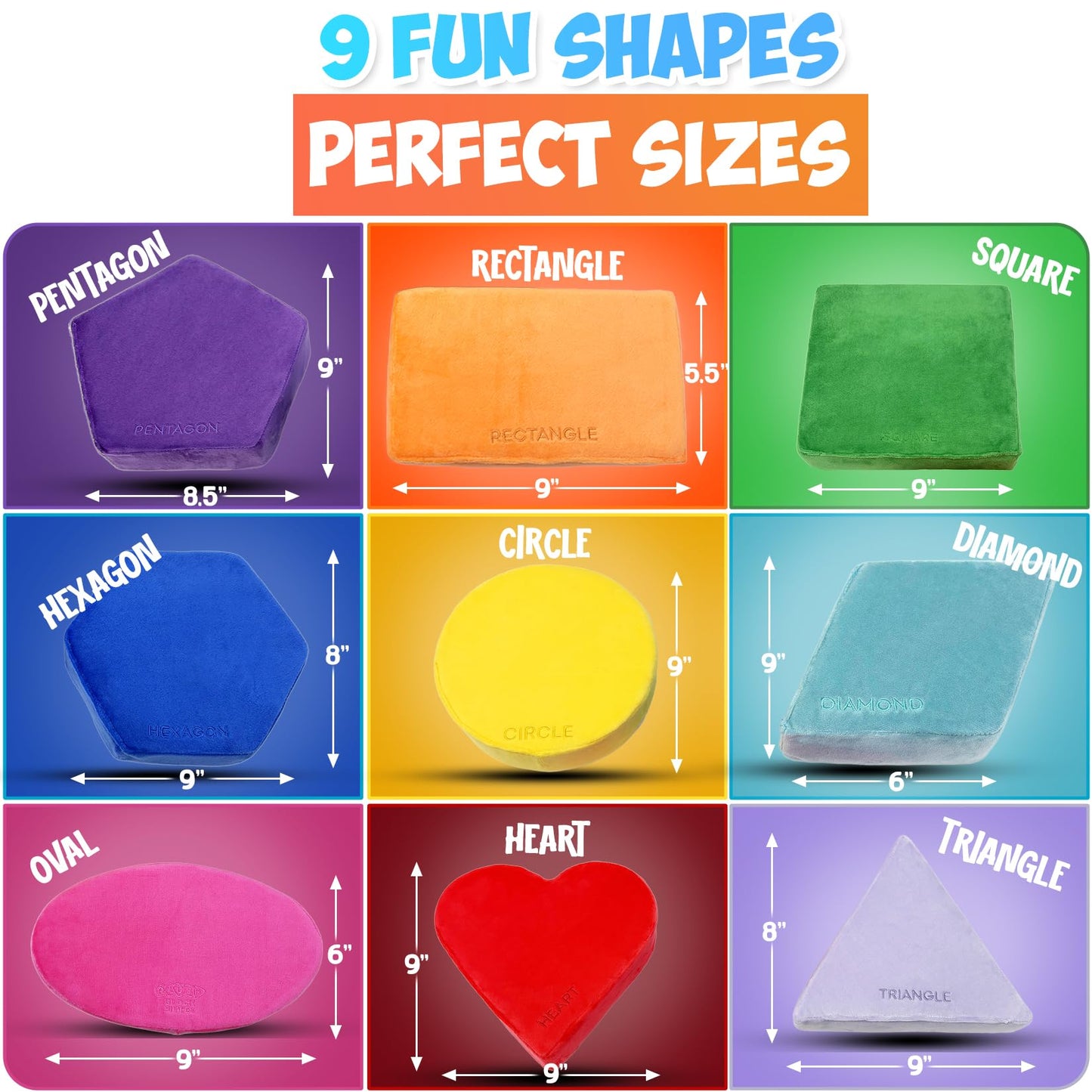 Plush Blocks - The Original Premium Plush Building Block & Shapes for Kids - Certified Safe Foam Blocks in Luxuriously Soft Fabric Covers (Classic Colors, Shapes)
