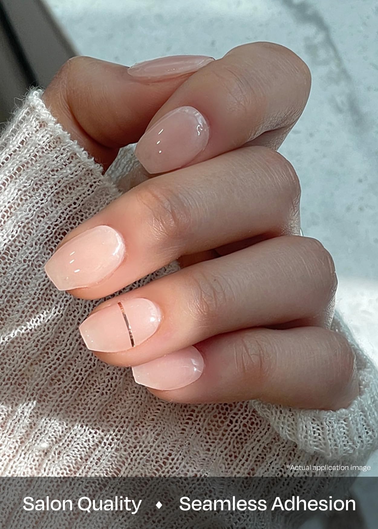 ohora Semi Cured Gel Nail Strips (N Basic Nails no.11) - Nude, Solid, Works with Any UV/LED Lamps, Salon-Quality, Long Lasting, Easy to Apply & Remove - Includes 2 Prep Pads, Nail File & Wooden Stick