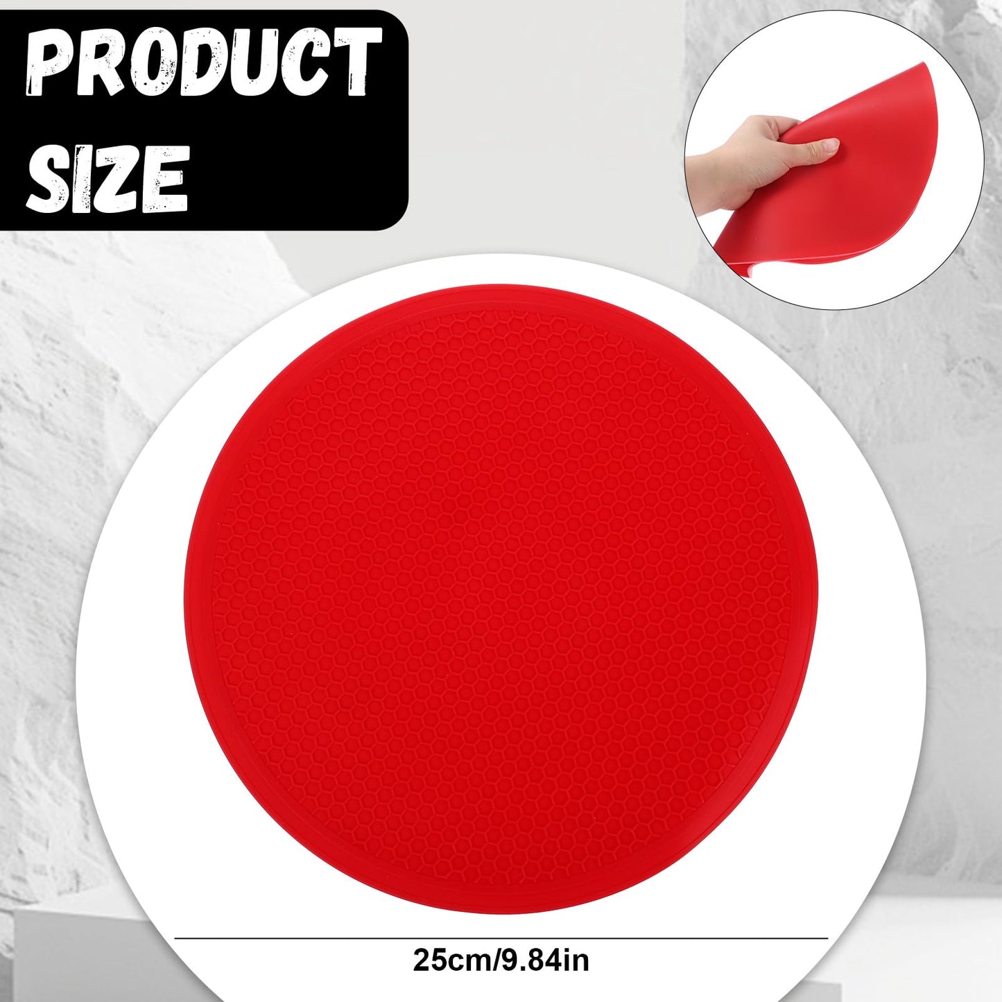 12 inch Non Stick Turntable Safe Baking Mat, Silicone Microwave Mats, Heat Resistant Multifunctional Mat for Kitchen, Non-Slip Silicone Trivet, Dishwasher Safe, Splatter Guard, Red 1 Pcs